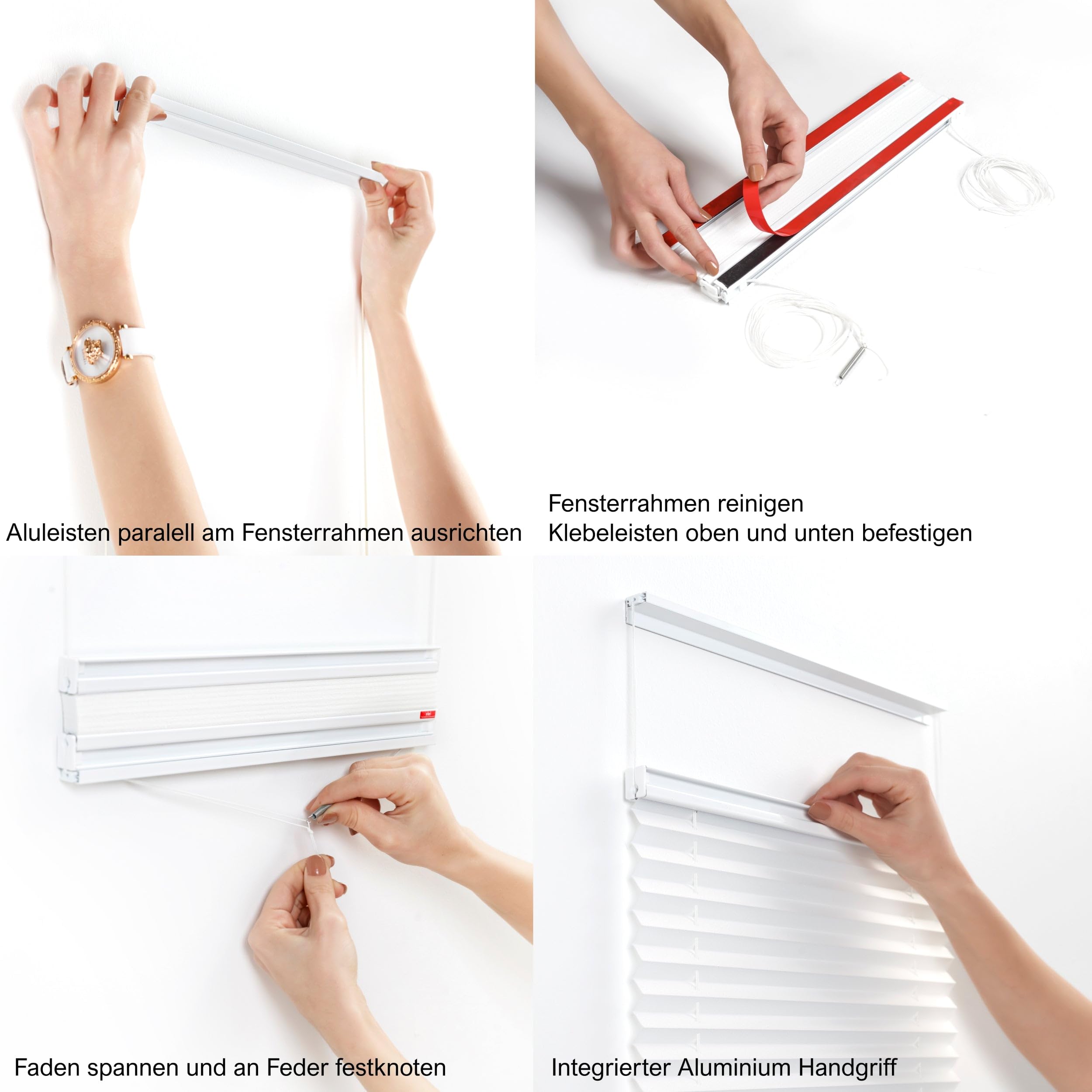 Brillant® Premium Plissee ohne Bohren zum Kleben, Plisseerollo mit Aluminium-Klebeleiste | Sonnenschutz & Sichtschutz für Fenster & Balkontür | Beige - Sand | 80x130 cm (BxH)