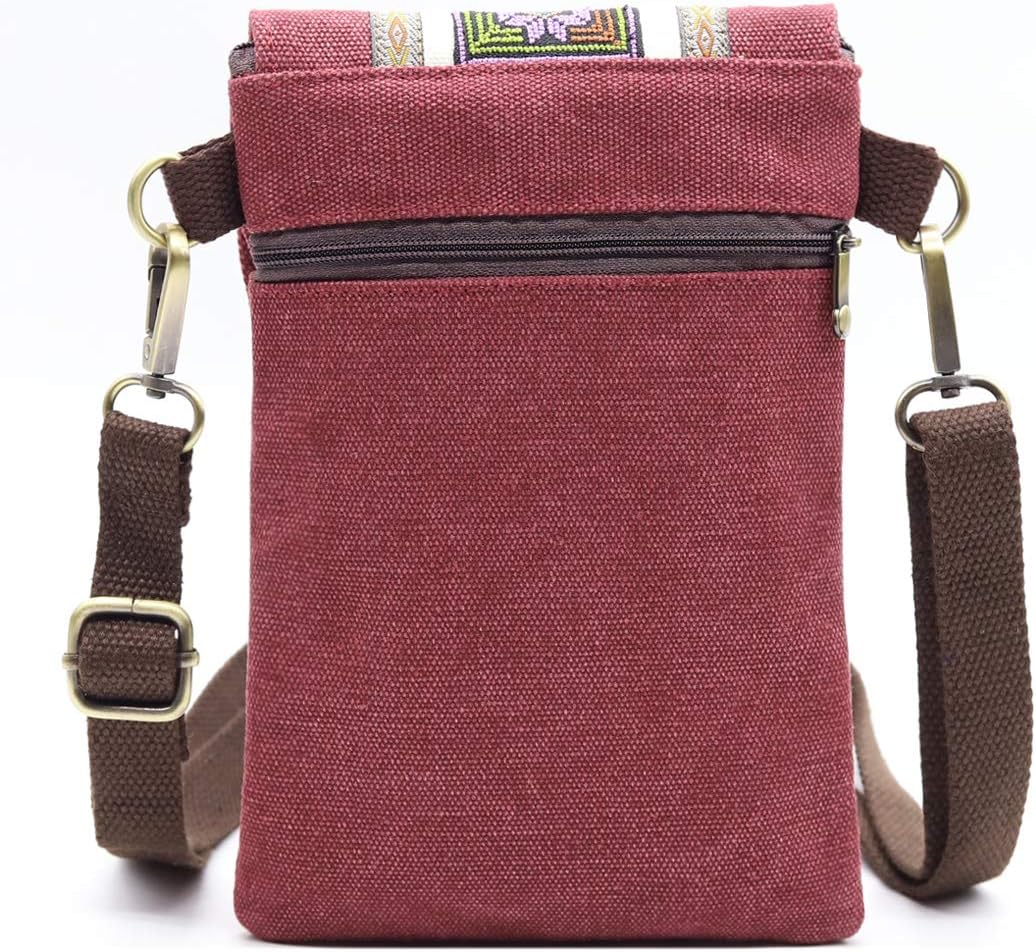 SILKAREA Vintage Embroidered Canvas Flip Small Crossbody Bag Cell Phone Pouch for Women Wristlet Wallet Bag Coin Purse - Image 7