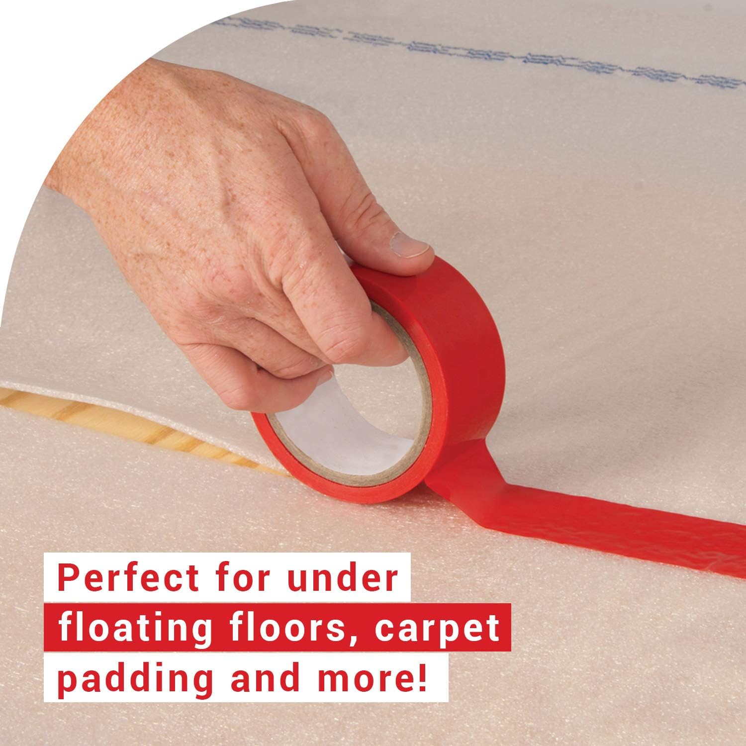 ELK Vapor Barrier Tape Moisture Barrier Seam and Seal Adhesive for Crawlspace Encapsulations, Carpet Padding, Masking, Underlayment or Marine Use, Waterproof 9 Mil Poly Tape (4 Inch x 180 Feet, Red) - - 