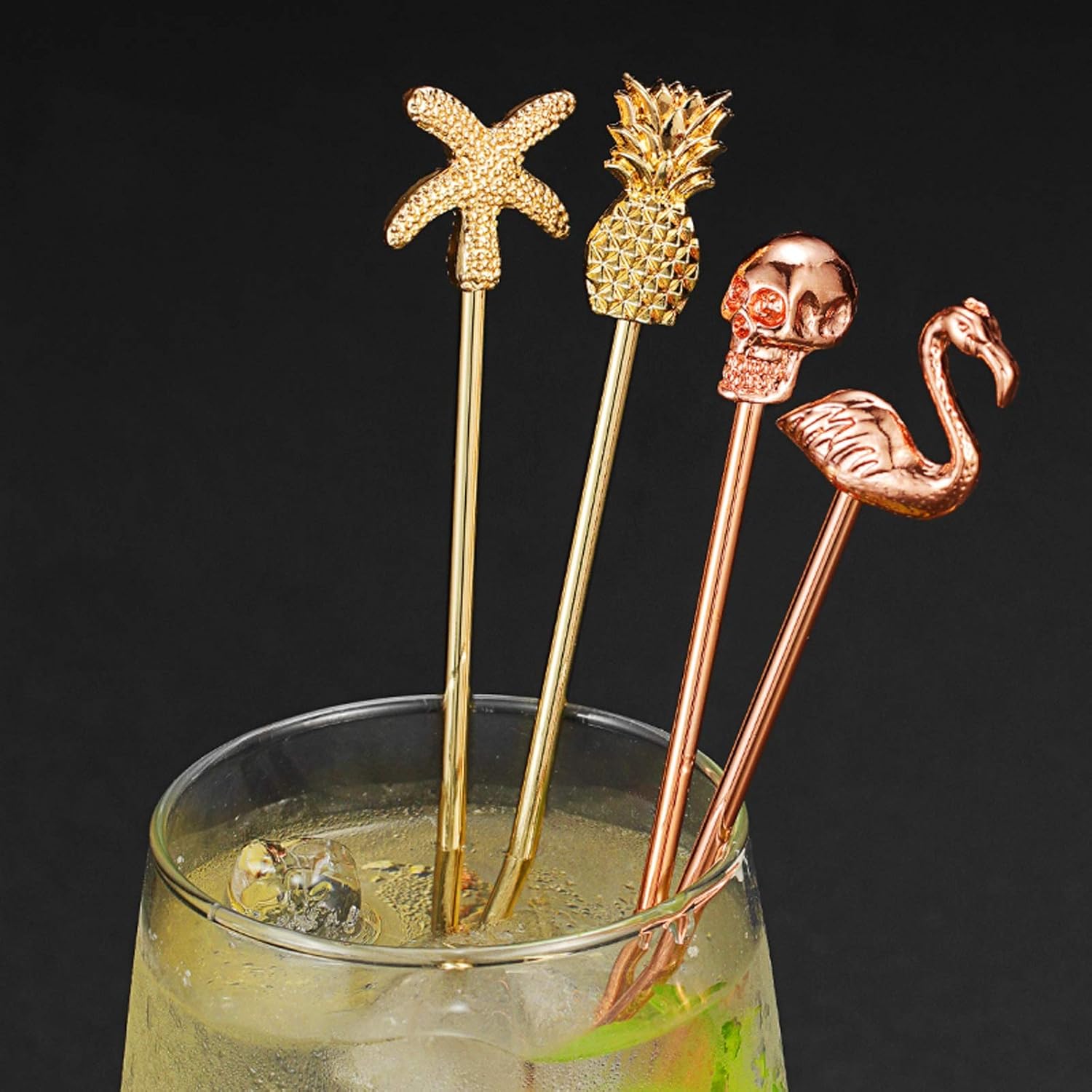 Tablespoons Stainless Steel Coffee Beverage Stirrers Stir，Reusable Creative Flamingo Pineapple Cocktail Bar Party Swizzle Sticks Serving Spoon