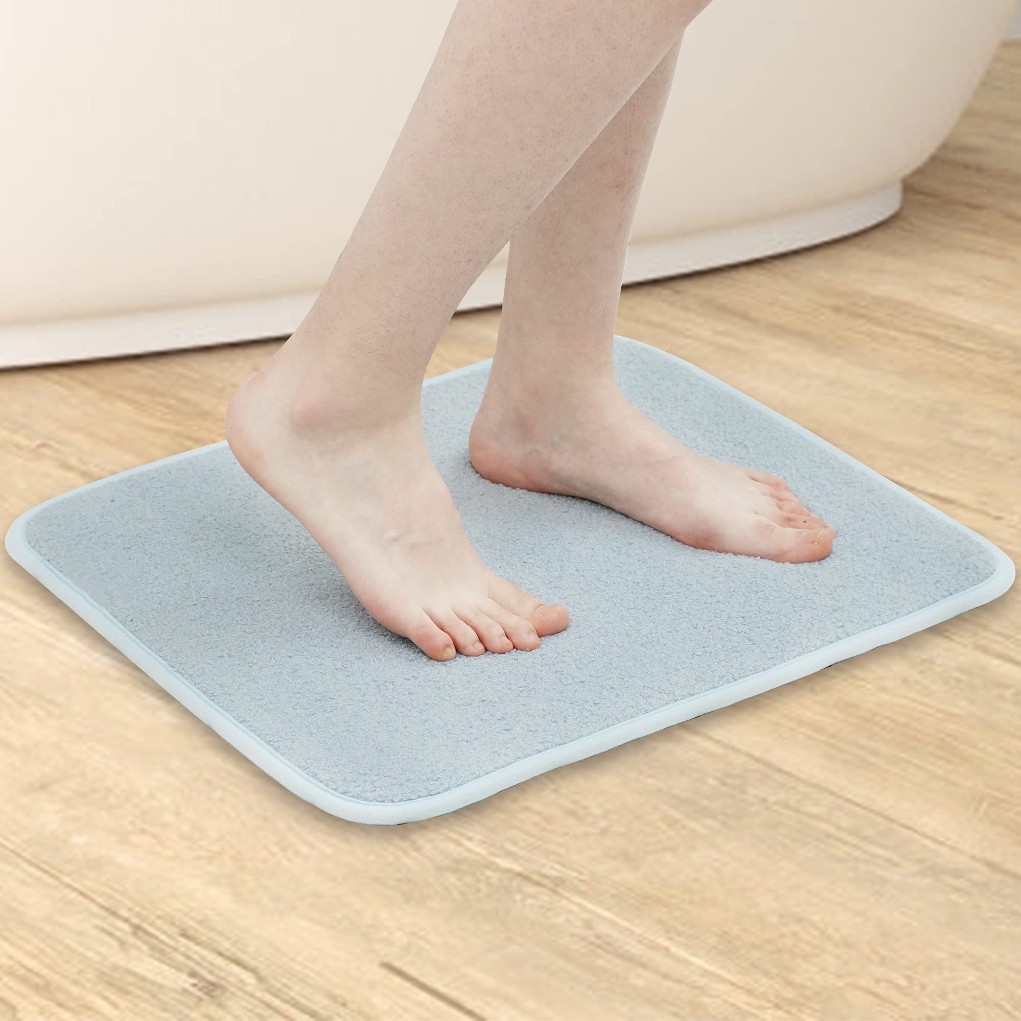 COOLIFE Microfibre Bath Mat with Non-Slip Underlay, Extra Water Absorbent and Machine Washable Bath Mat, Soft Bathroom Rug for Bath, Shower and Sink, 51 x 122 cm