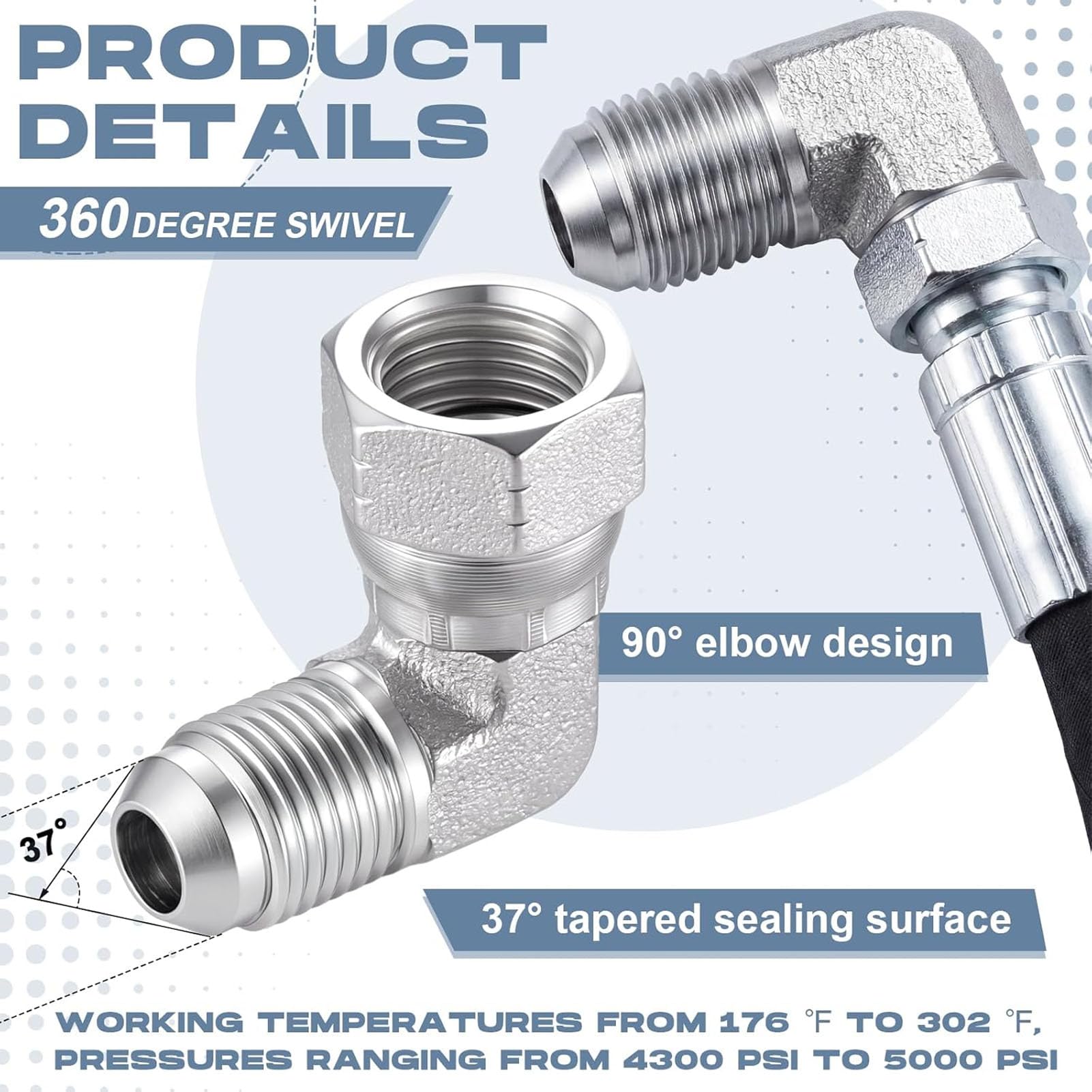 Cocoarm Adaptador Hidráulico 3/8 90° Acero Galvanizado 22Uds.
