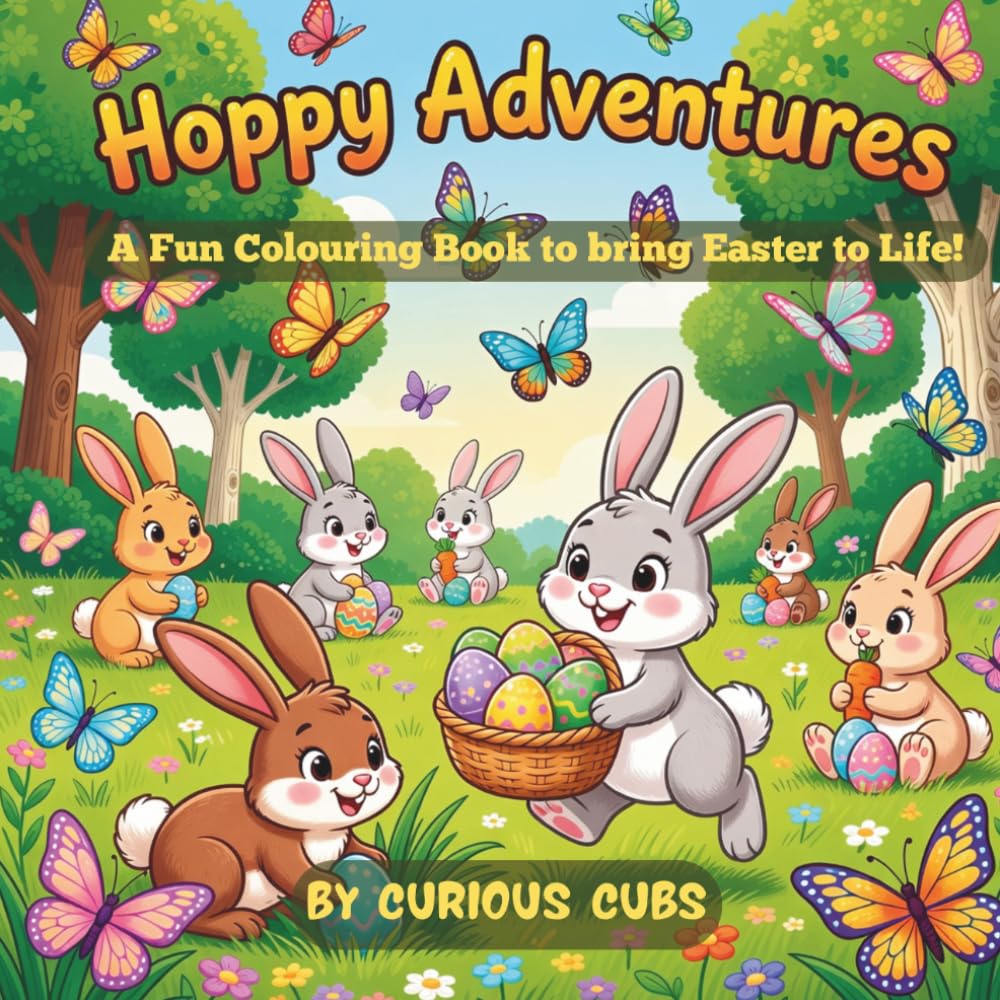 Hoppy Adventures: Easter Colouring Book - Easy Colouring with Thick Lines | Screen Free Learning Activity Book | Boasts Imagination