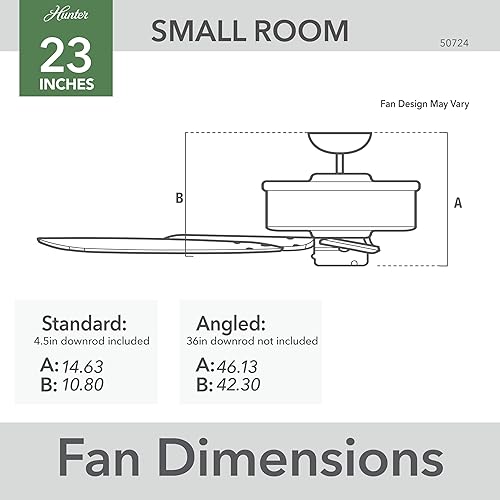 Miniatura 6 de Hunter Fenec Ventilador de techo para interiores con luz LED y control remoto, 23 pulgadas, bronce noble