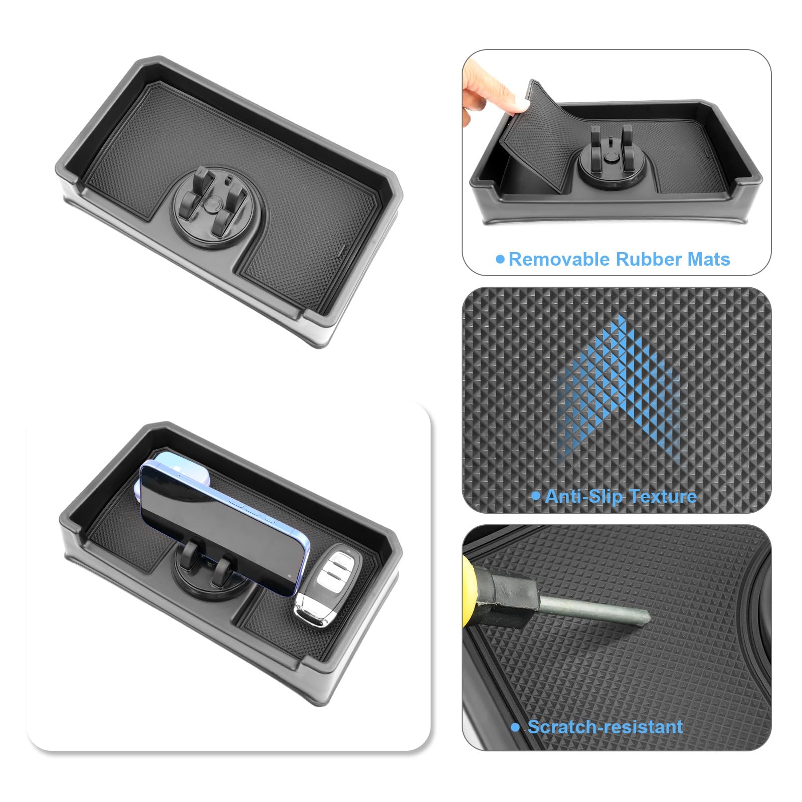 Vano Portaoggetti del Cruscotto Centrale Compatibile con Suzuki Jimny JB23 JB33 1998-2018, Console Centrale Portaoggetti, Organizer per Console Centrale con Tappetino Antiscivolo Nero