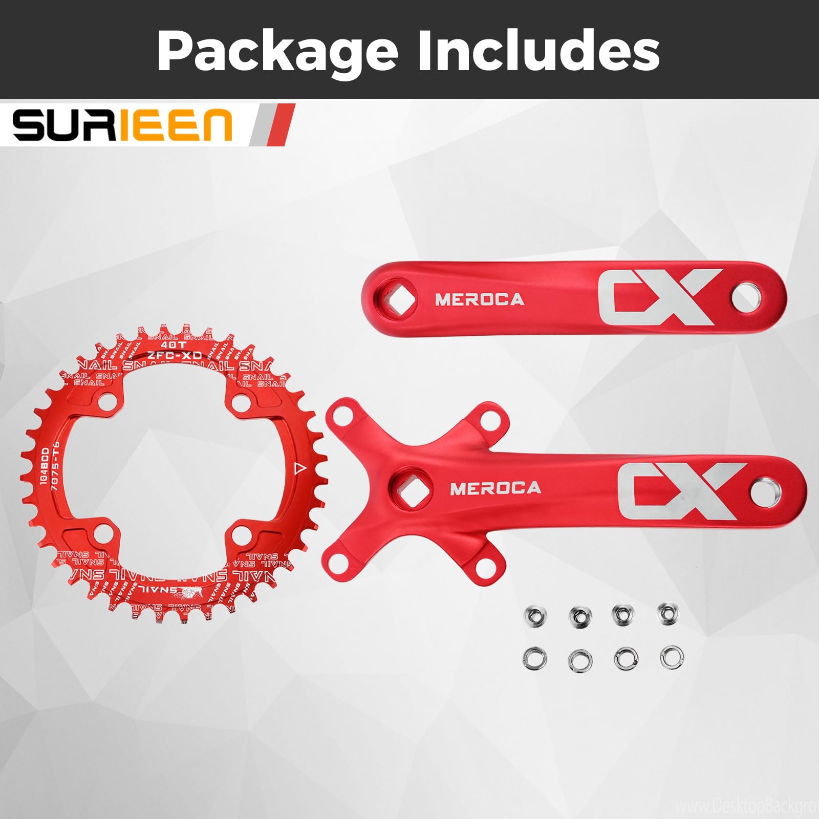 SURIEEN 170mm 40T Mountain Bike Crankset, Square Single Speed Crankset Crank arm set for Mountain Bike with 104 BCD 40T Chainring - Image 2