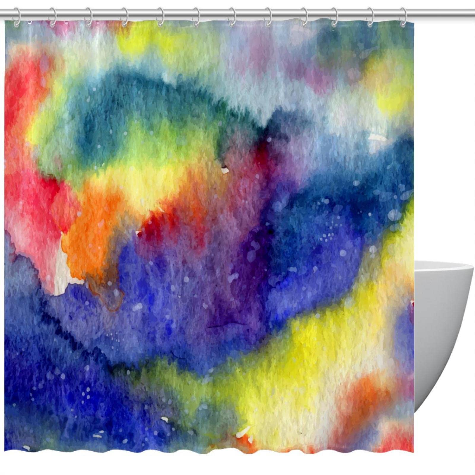 Rideau de douche avec crochets abstrait coloré 183 cm pour décoration