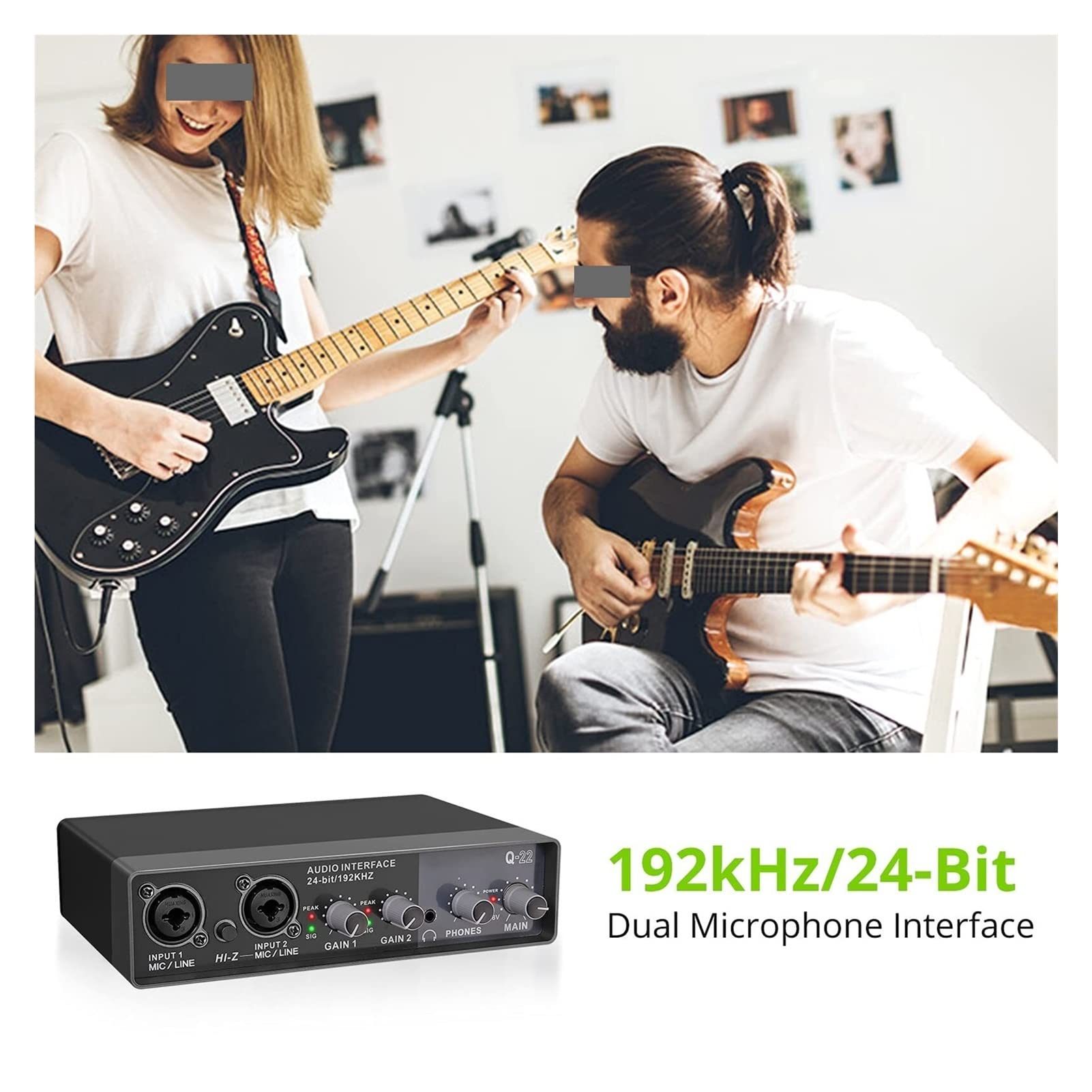 Mezclador De MúSica, Tarjeta de sonido de interfaz de audio con guitarra eléctrica de mezclador de sonido monitor for grabación de estudio en vivo micrófono fantasma potencia Mezclador De Sonidos Para