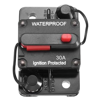 DMiotech 30A Circuit Breaker, 12-48V DC Automotive Inline Fuse Holders Inverter with Manual Reset Button for Marine Boat Car Audio System Overload Protection