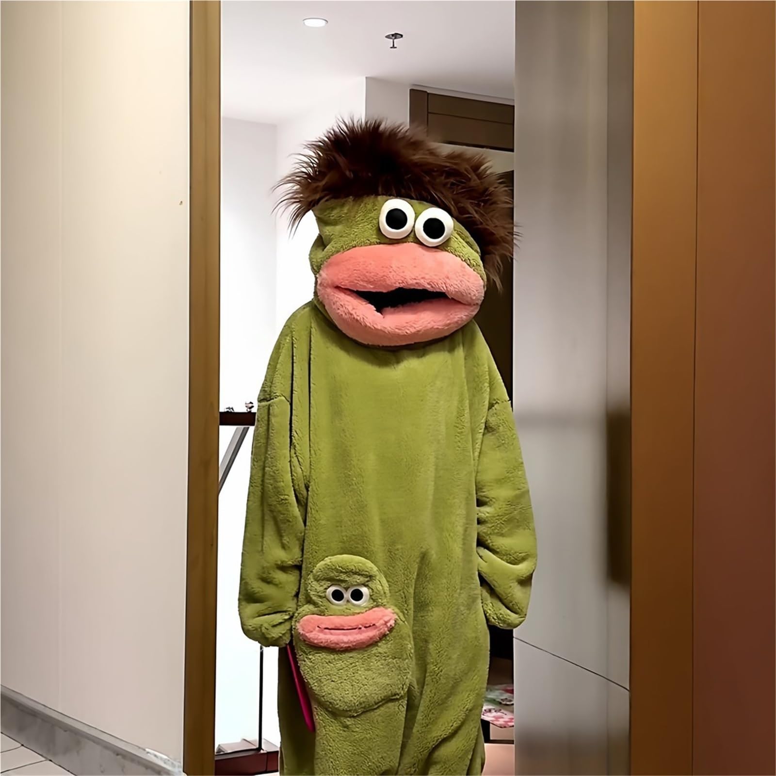 Silly Onesie Tuta in Pile di Corallo Oversize per Adulti, Pigiama Tutina in Peluche Ultra Morbido con Cappuccio, Accogliente in Verde in Un Pezzo per Famiglia Uomini E Donne