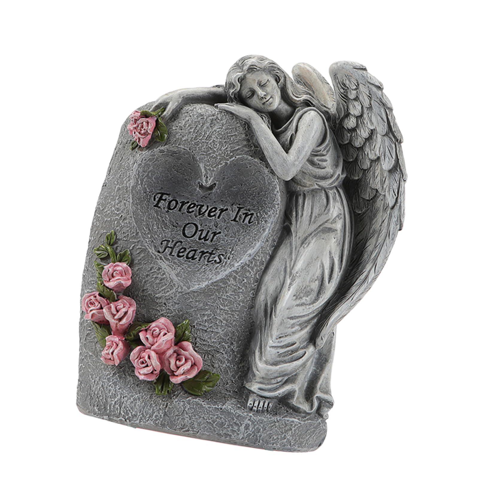 Vase de cimetière éclairé à l ' énergie, Sculpture angélique résistante intempéries, Ornement pour décorations de Jardin funéraire extérieur, Vase Lumineux à énergie