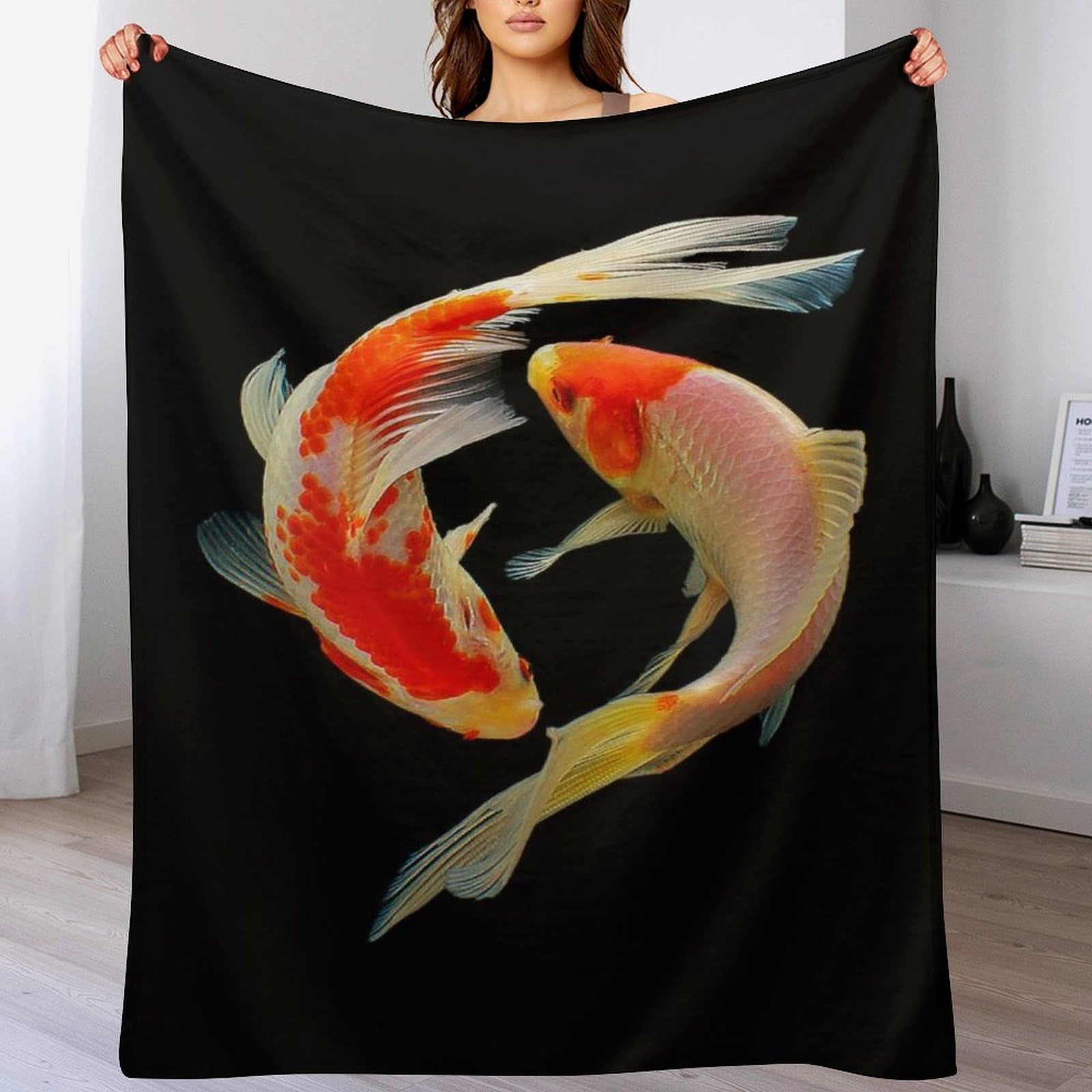 Manta de franela Koi para sofá y cama textil suave de 130x150 cm