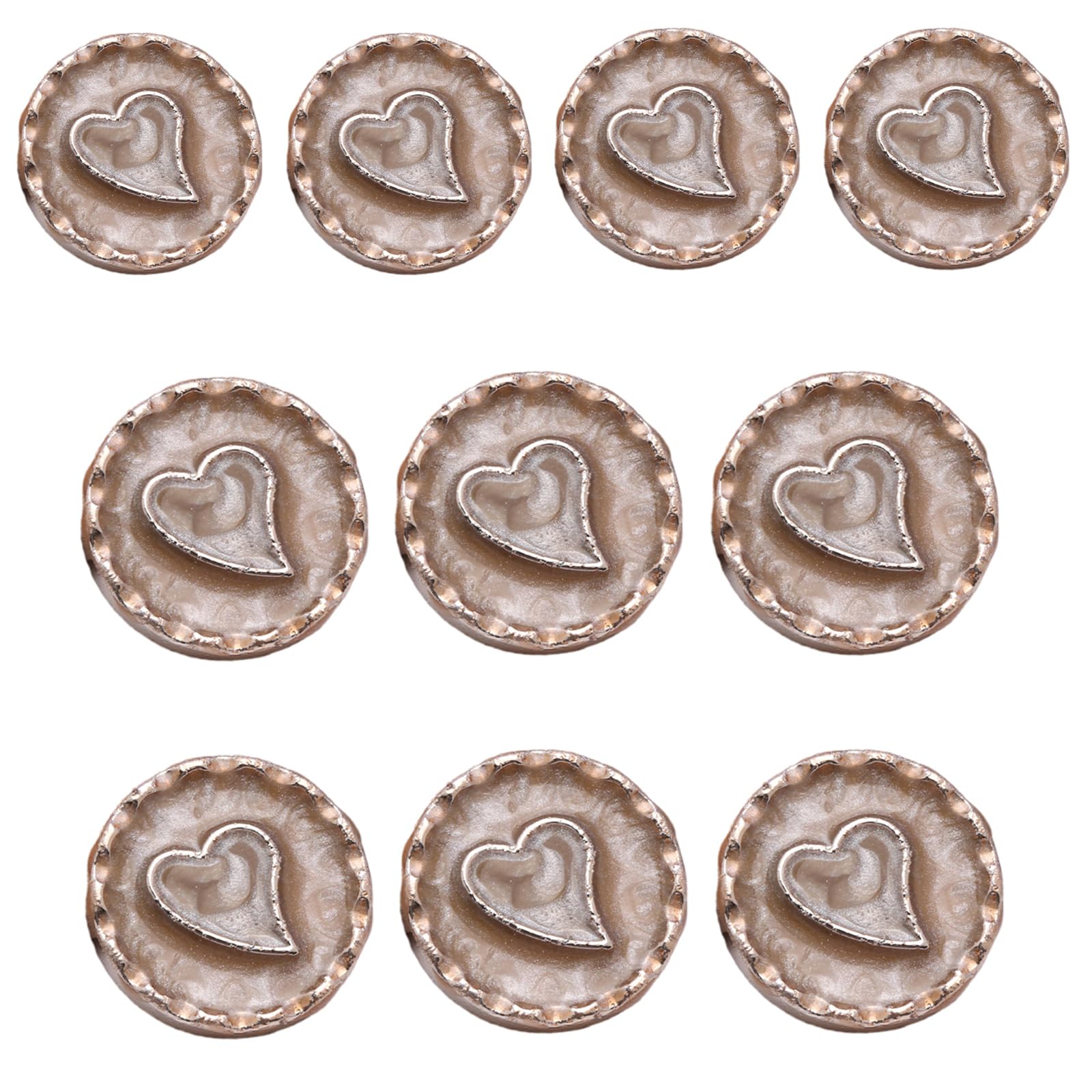 ZWWAAZHF 10Pcs Sewing Craft Button Round Metal Button with Hole for Sewing Craft Coat Clothes Decoration Knitting Dressmaking Heart for