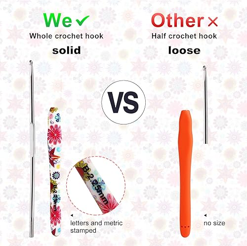 Miniatura 3 de Gancho de ganchillo de 0.217in, mango ergonómico para manos artríticas, agarre de goma suave, agujas de tejer extralargas para principiantes e hilo