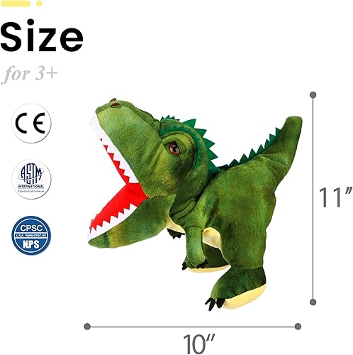 Miniatura 4 de Easfan Marioneta de felpa de dinosaurio con boca móvil T-Rex Animal de peluche Marioneta para juego imaginativo de simulación Cuentos Regalos para