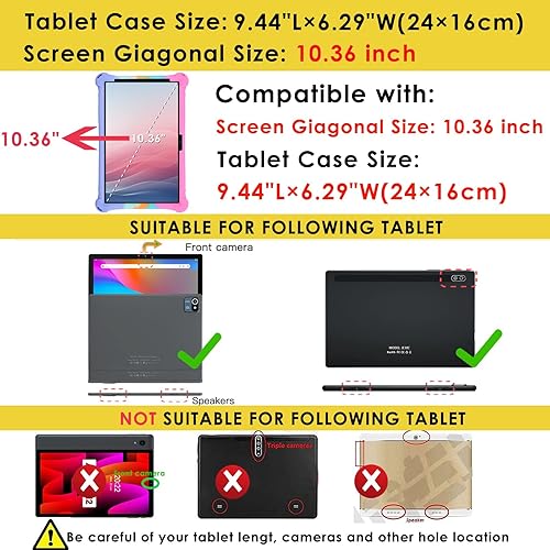 Miniatura 2 de DETUOSI Funda de silicona para TCL de 10.36 pulgadas con soporte de asa, funda de tableta de 10.36 pulgadas con soporte para bolígrafo, cubierta