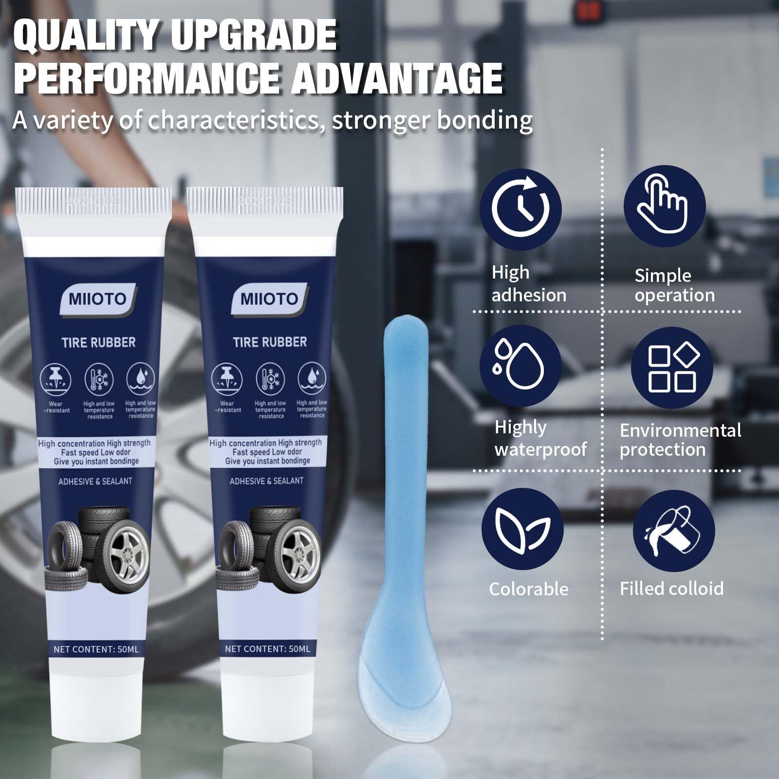 Mastice Ripara Pneumatici - Kit Con 2 Tube Per Riparare Buchi E Crepe Su Auto, Moto, Bici - Foto 11