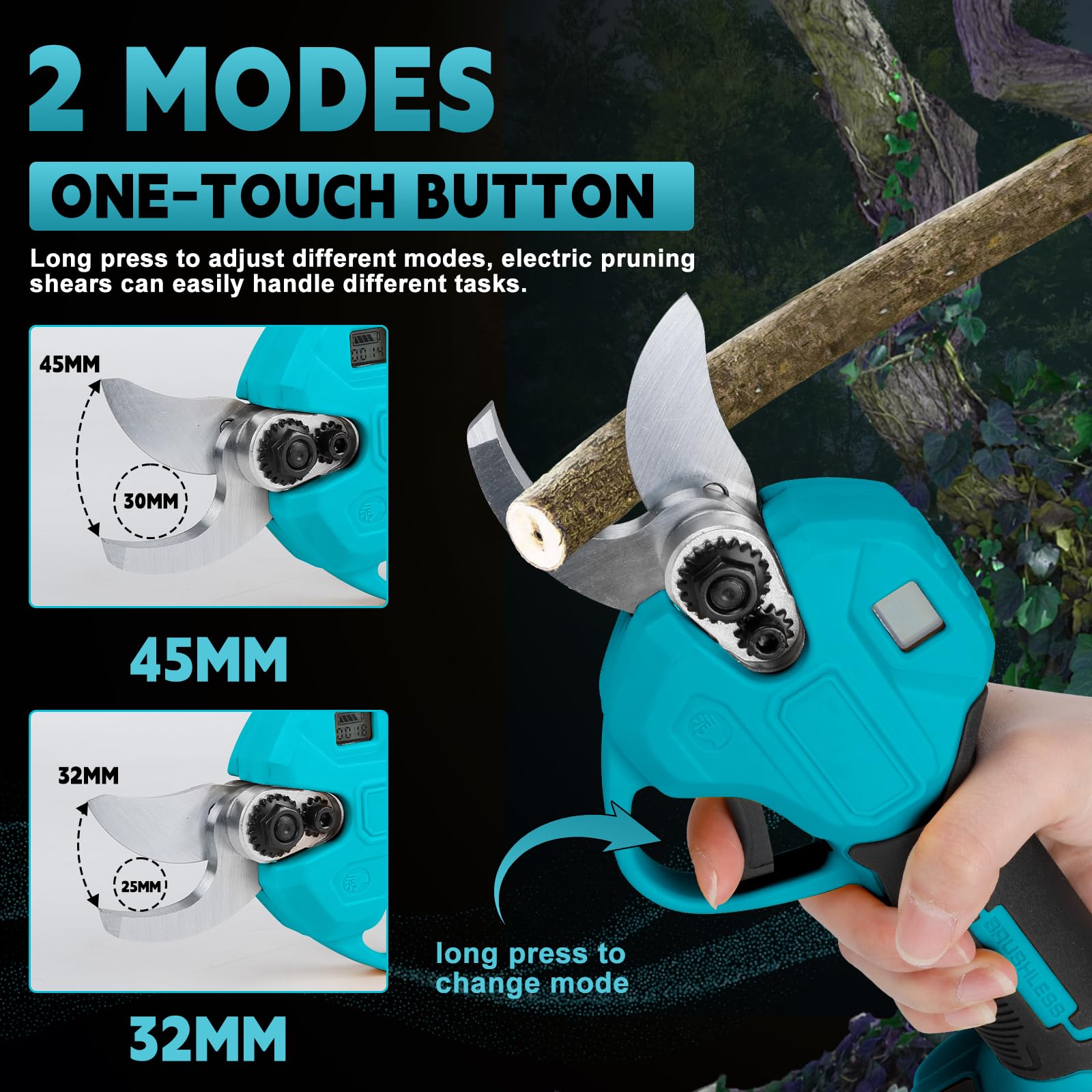 Tijeras de Podar Eléctricas Compatibles con Makita 18V sin batería | Tijeras de Poda bateria de 40 mm Tijeras de podar electrica 500W con Motor Brushless para Jardinería, Árboles Frutales