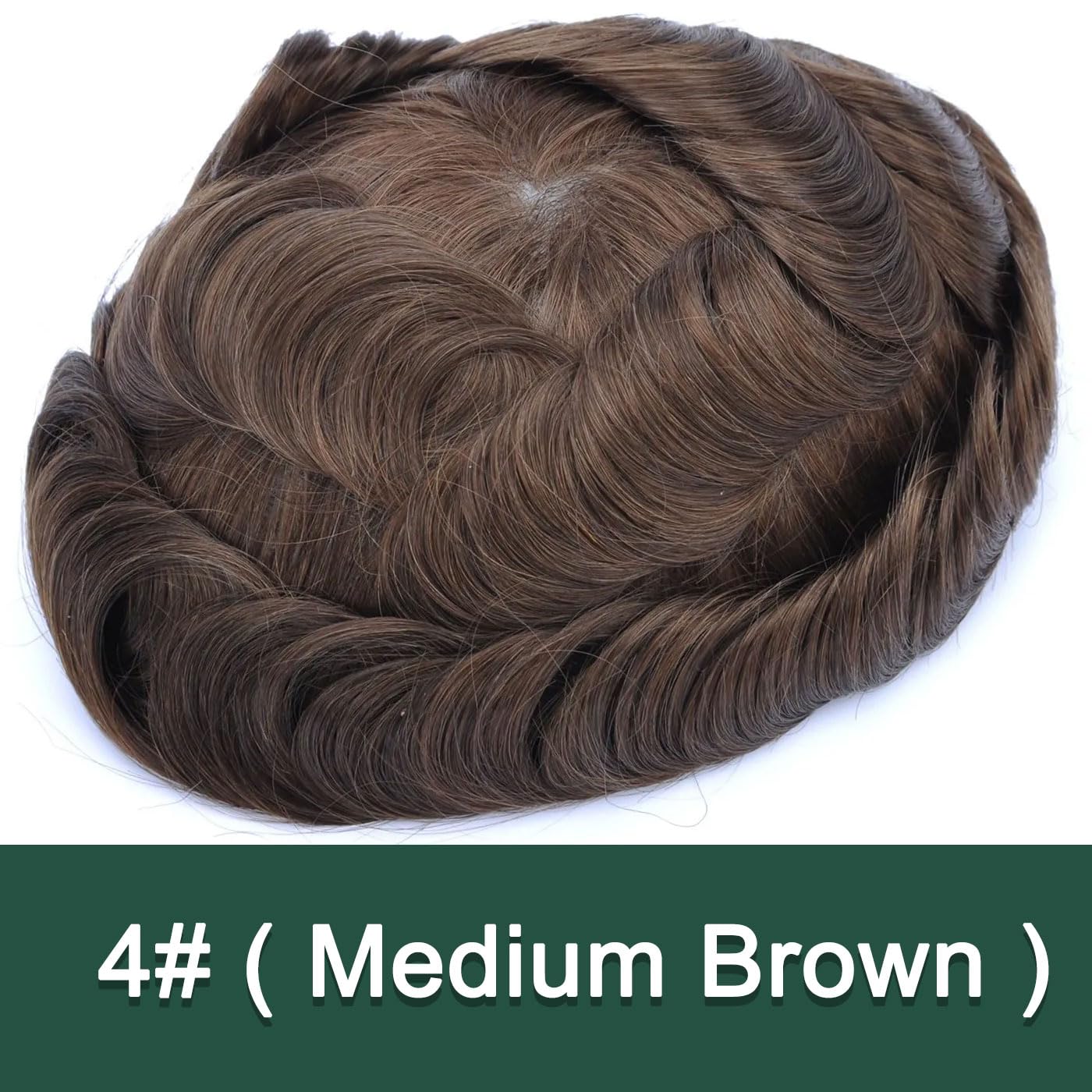 Ehairc Toupee For Men Full Swiss Lace Hair System For Men 100% Human Hair Breathable Men'S Toupee Hairline Bleach Knots Natural 90% Density Mens Lace Wig Base Size 8X10" (#4) - Image 2