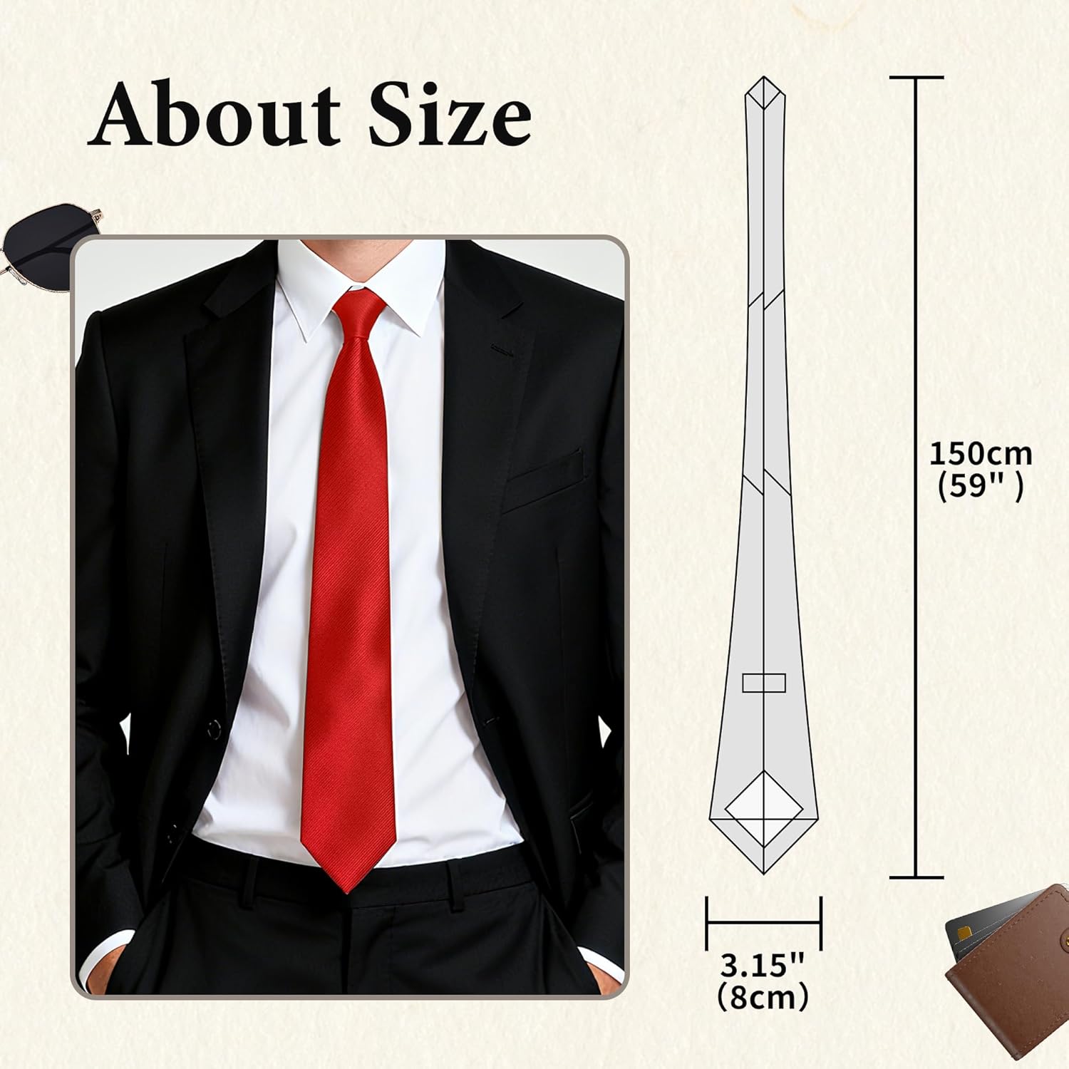 FIXSMITH Ties for Men, Solid Color Neckties, Mens Black Tie, Neck Ties Formal for Wedding, Business, Party - Image 2