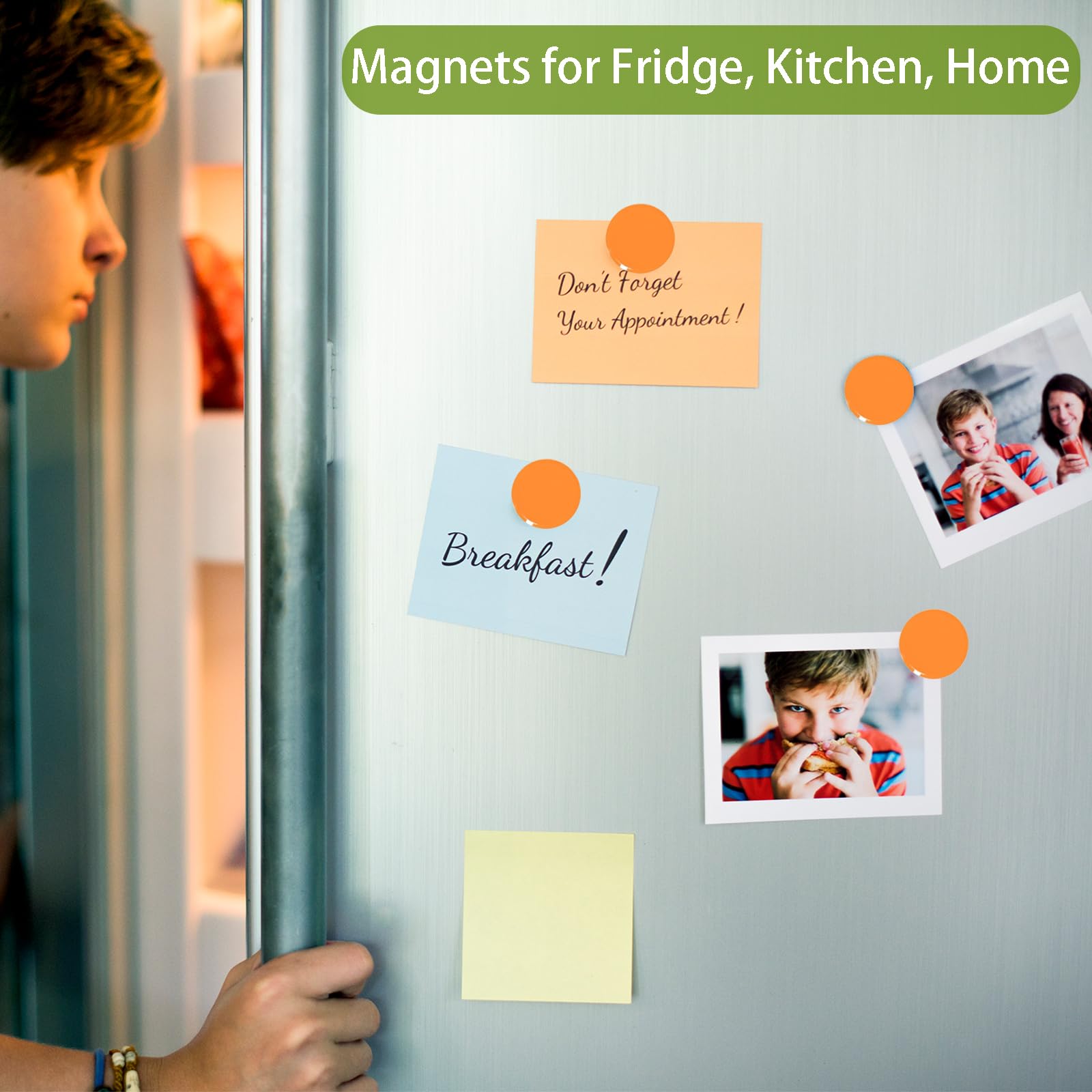 DUJEQM Fridge Magnets 30PCS Orange, Strong Magnet Mini Round Decorative Magnets - Image 3