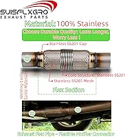 Vista 2 de Tubo Flexible de Escape SUISFLXGRO Universal Tipo 100% Acero Inoxidable Para Carga Pesada y Autos (1 PC, 2X8X12)