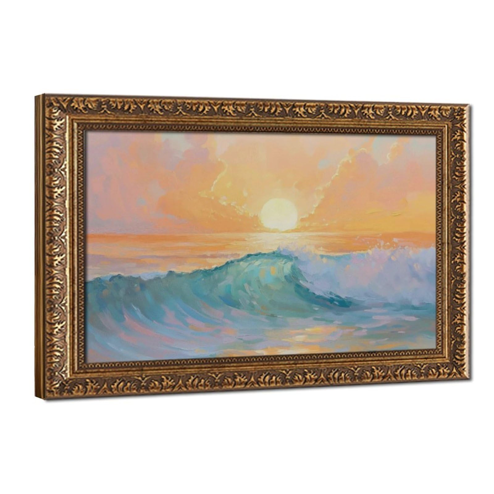 Bareronor Sunset Ocean Wave Canvas Poster for Dorm Room Decor Gift