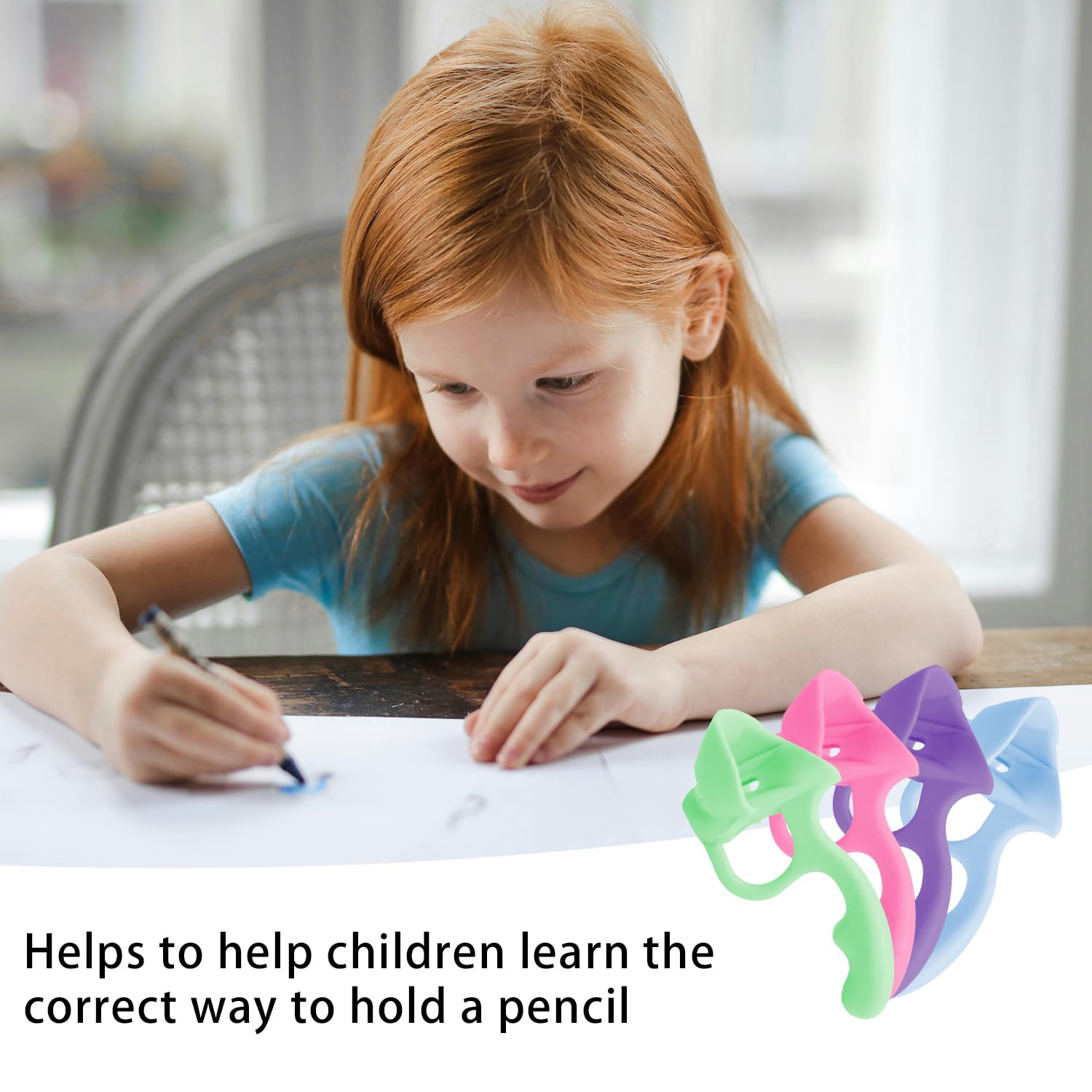 Tabanzhe Pencil Grips for Kids-8PCS Handwriting Aid Grip Posture Correction 5 Fingers Fixed Sets Ergonomic Grip Corrector Tool for Preschoolers Children Righties Lefties - Image 4