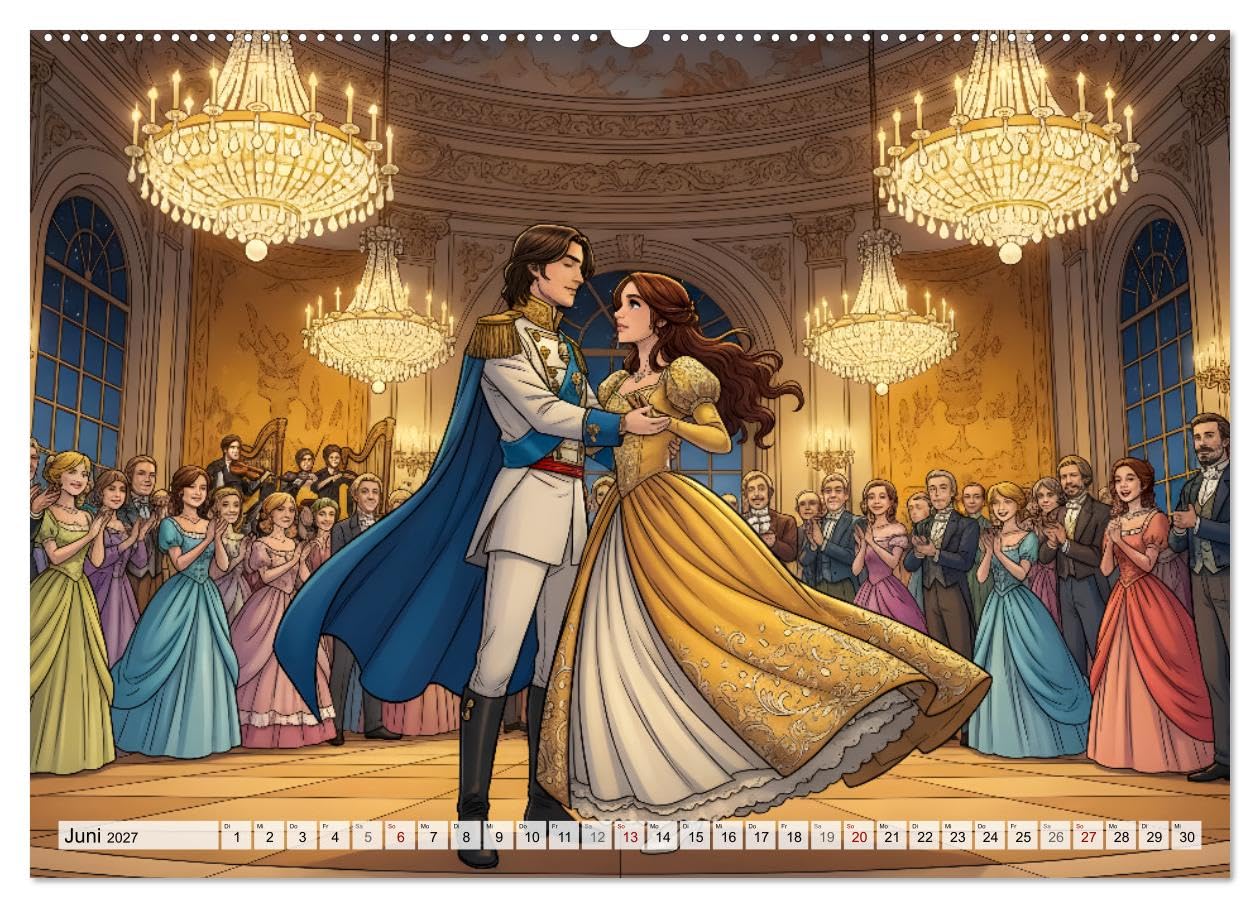 CALVENDO · Aschenputtel – Eine Reise ins Glück (Kalender 2027) | DIN A2 Querformat · Wandkalender · märchenhafter Wandkalender mit zwölf kunstvollen Illustrationen zu Aschenputtel