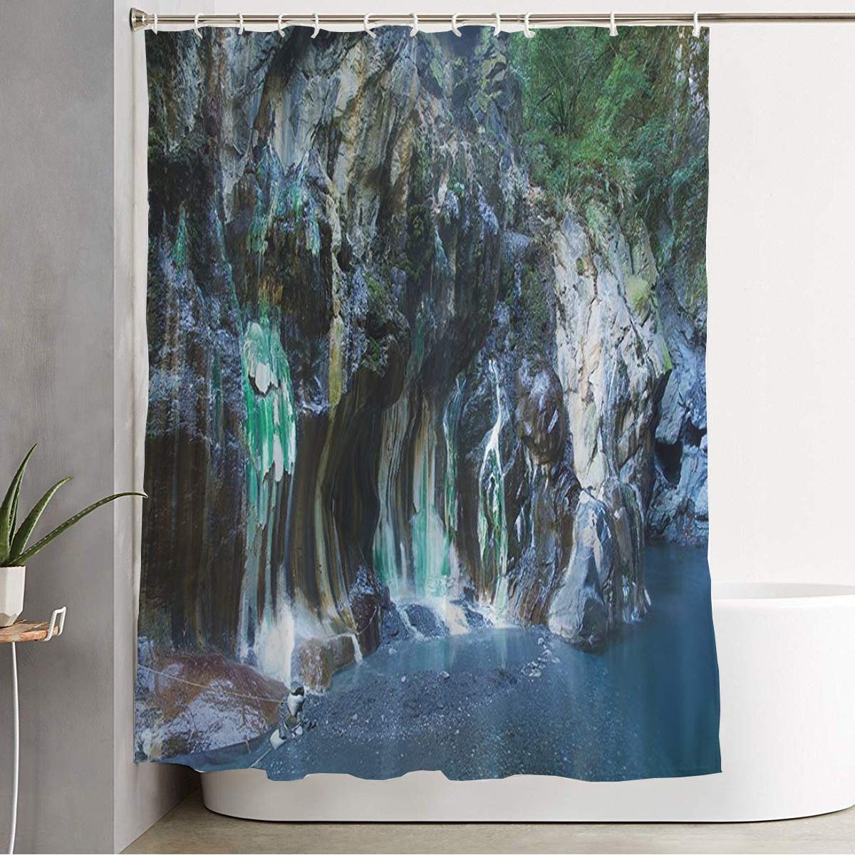 Shower Curtain Water Proof Taiwan Landscape Colorful Lisong Taitung Hot Springs Nature Travel Parks Outdoor Tourism Texture Cloth Fabric Bathroom Decor Set with Hooks 72" x 78"