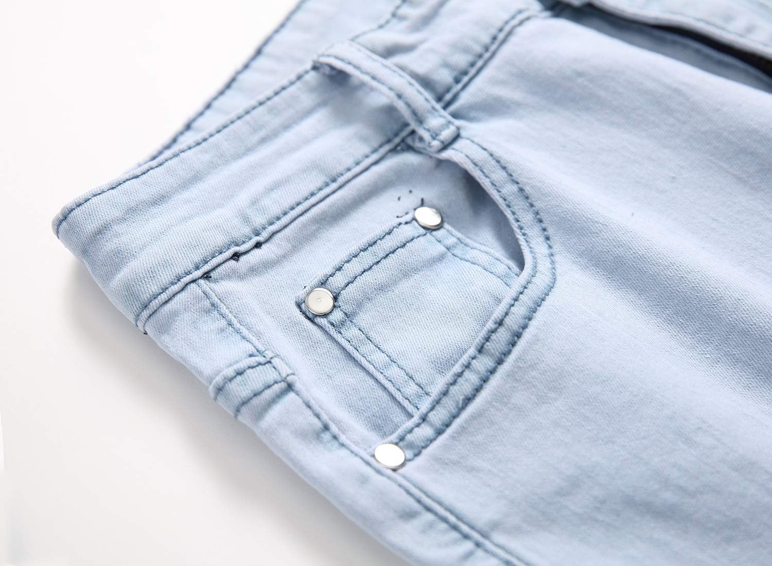 Men's Skinny Fit Ripped Washed Stretch Distressed Fashion Jeans Pants,Light Blue,36