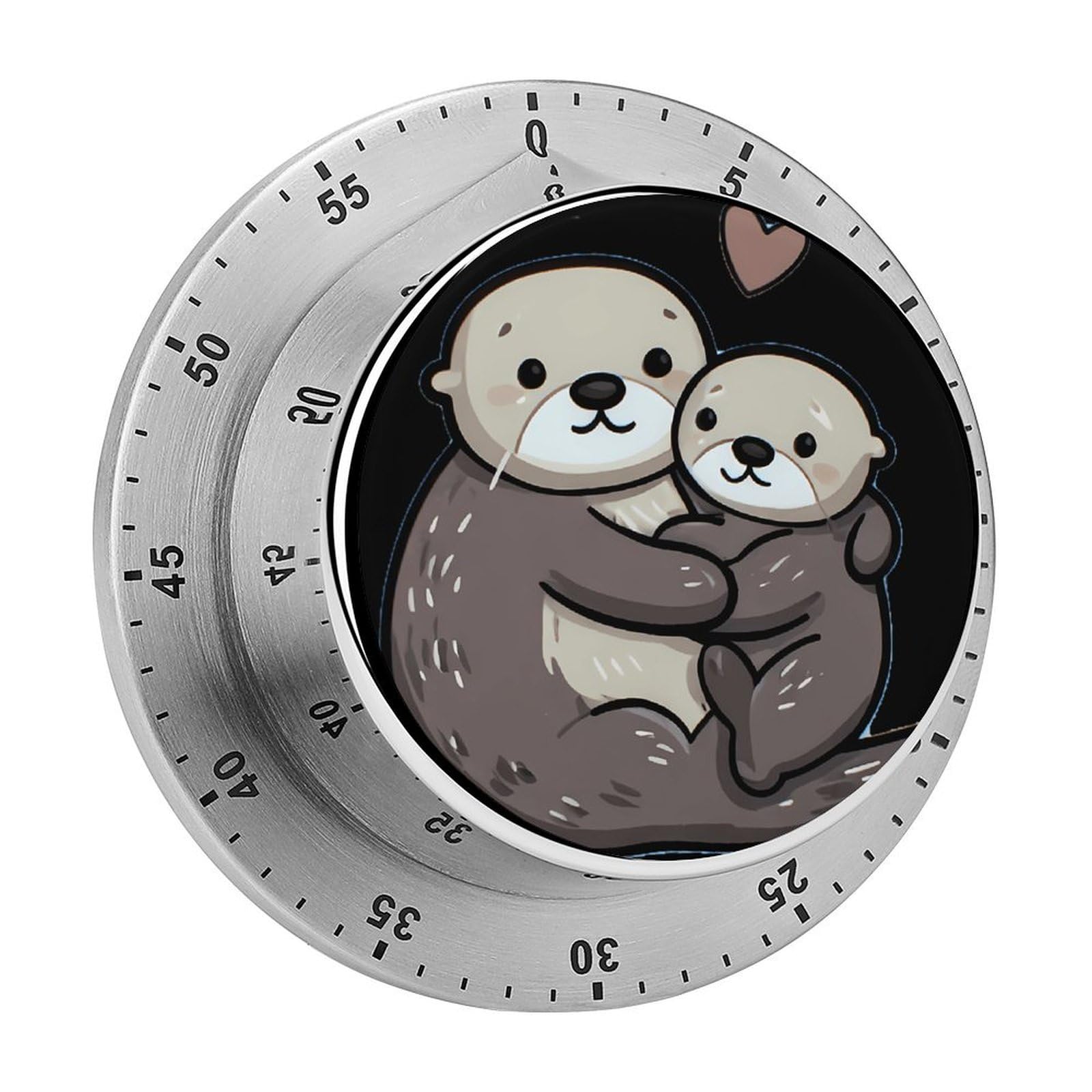 Sea Otter Mom Mechanical Timer with Alarm for Kitchen Cooking Productivity Stainless Steel Timers