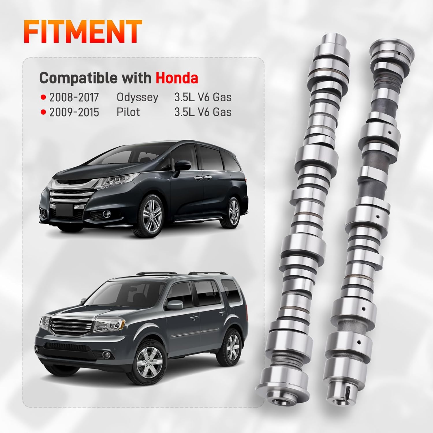 Front & Rear Camshaft Set Compatible with Honda Pilot 2009-2015, Odyssey 2008-2017 3.5L V6 Engine Replcae # 14100-RGW-A02, 14200-RGW-A02