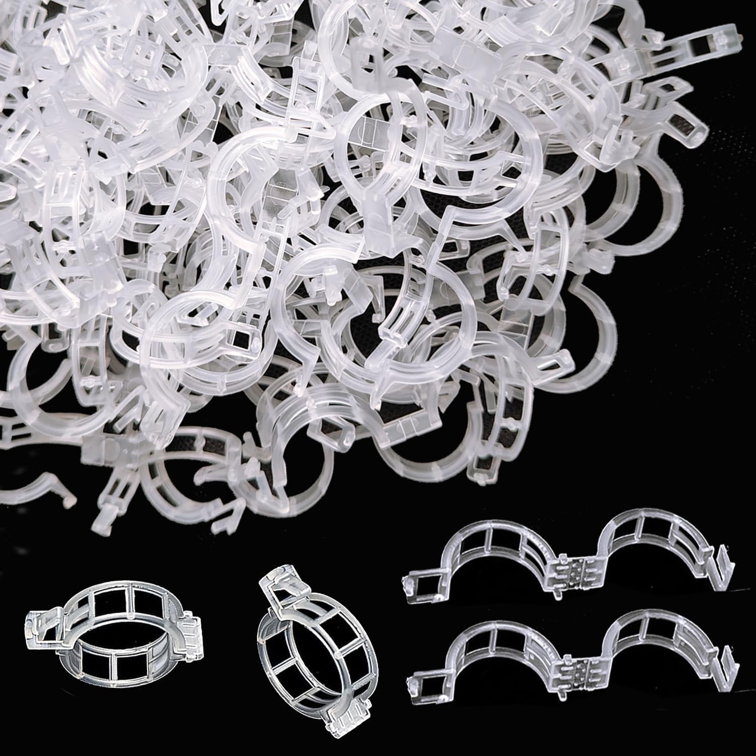 Elenviorina Transparent 100 Pcs Plant Support Clips, Tomato Clips, Plastic Trellis Clips, Grape Vine And Tomato Vine Fixing Clips, Garden Clips For Plant Vine Vegetables To Grow Upright And Healthier