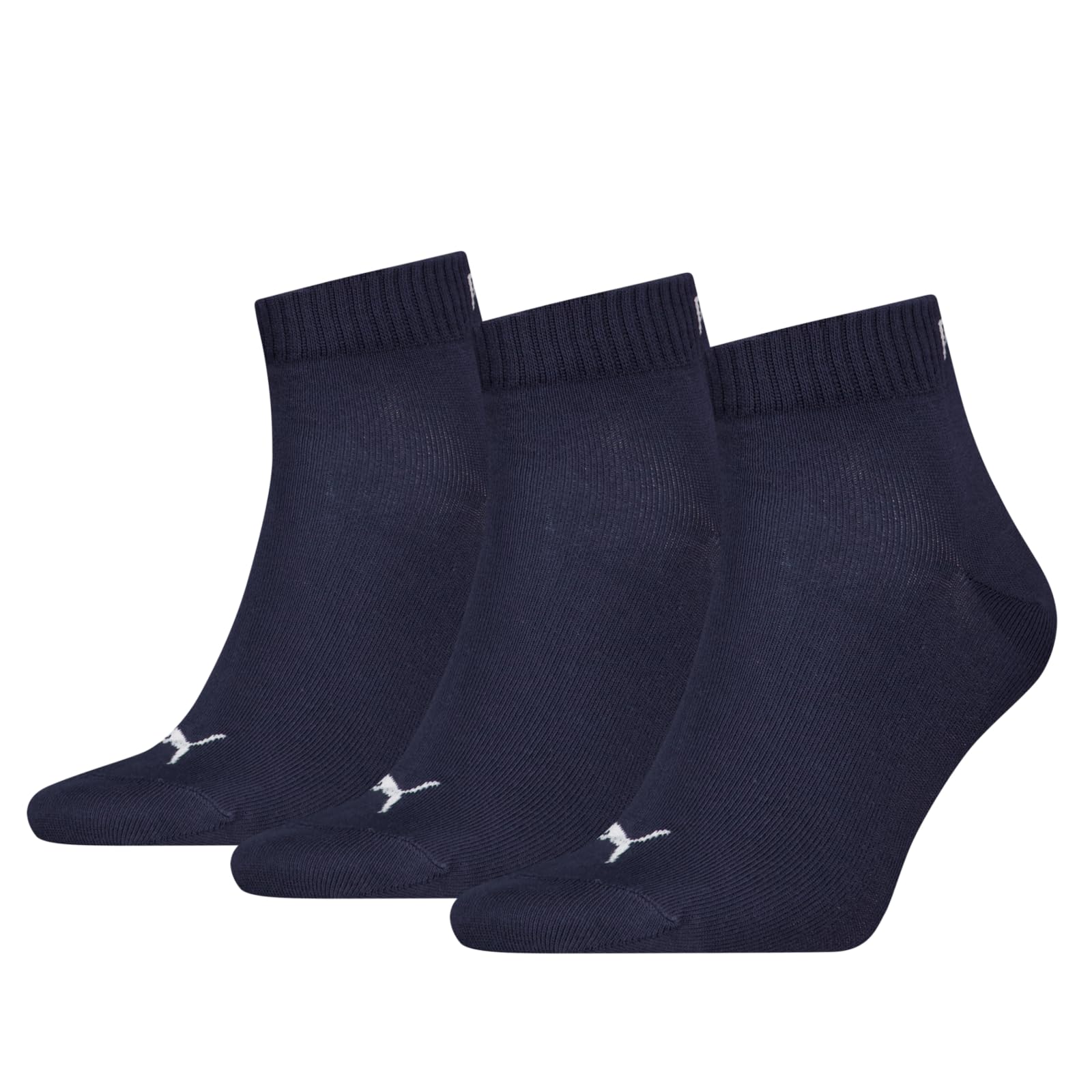 Puma Unisex Navy Sports Ankle Trainer Socks Quarters (3 Pair Packs) Everyday Comfort - Uk 2.5-5