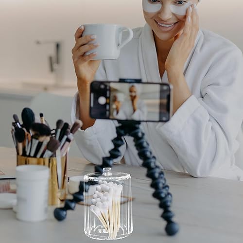 Miniatura 8 de EXCEART Almohadillas de algodón Soporte para hisopos de algodón Dispensador de almohadilla de algodón Estuche de almacenamiento de hisopos de