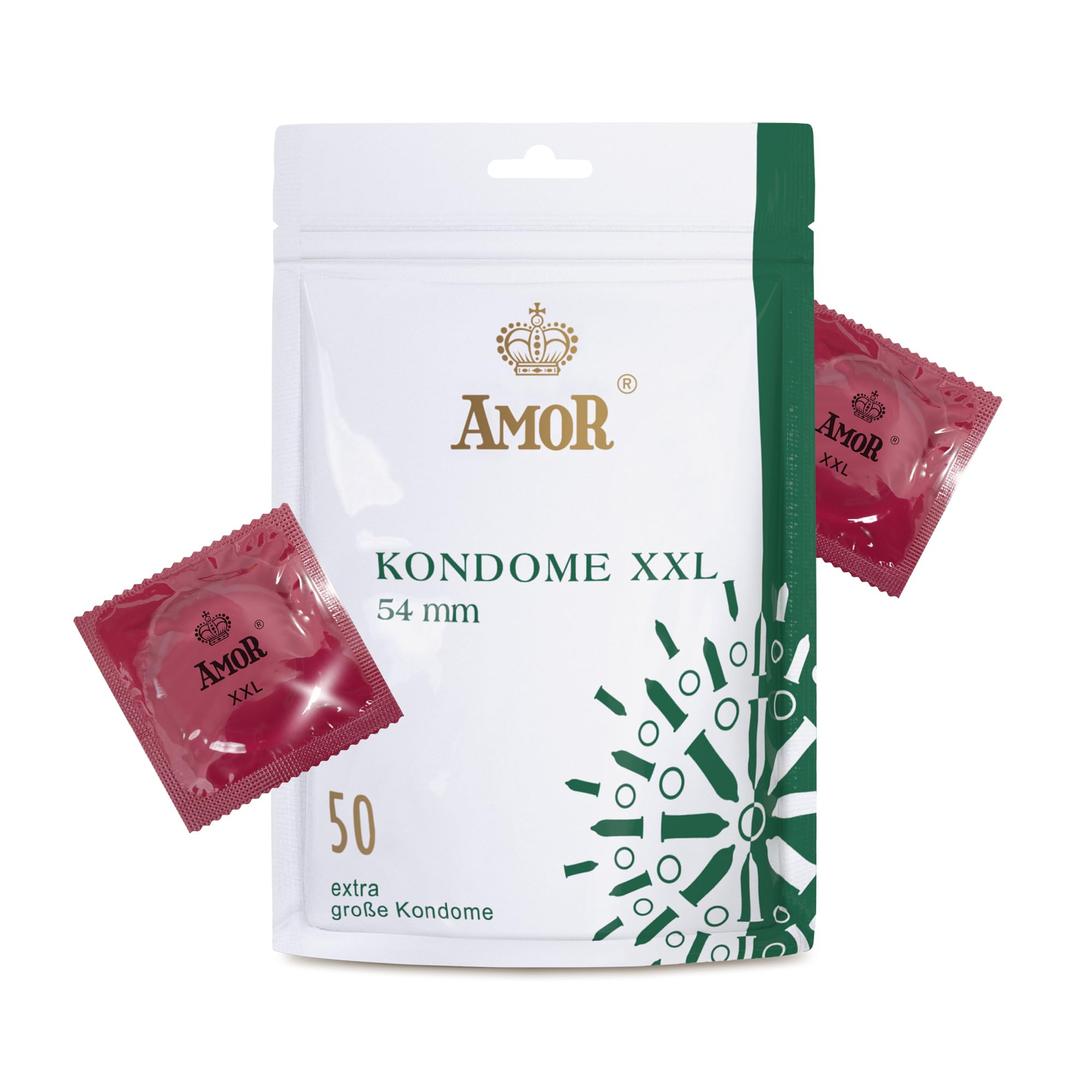 AMOR XXL Premium Kondome, Gefühlsecht, Ø 54 mm, Transparent, 50 Stück