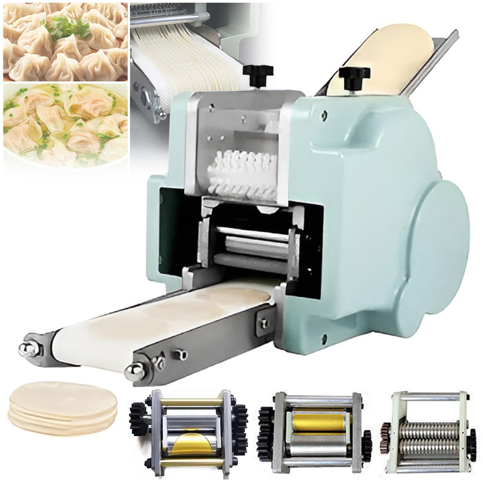 Automatyczna maszyna do owijania pierogów, 140 W komercyjna automatyczna pierogów z 3 foremkami ciasta Wonton Wrapper 50-60 sztuk/minutę kuchni, sklepów makaronem, śniadaniowych,110V
