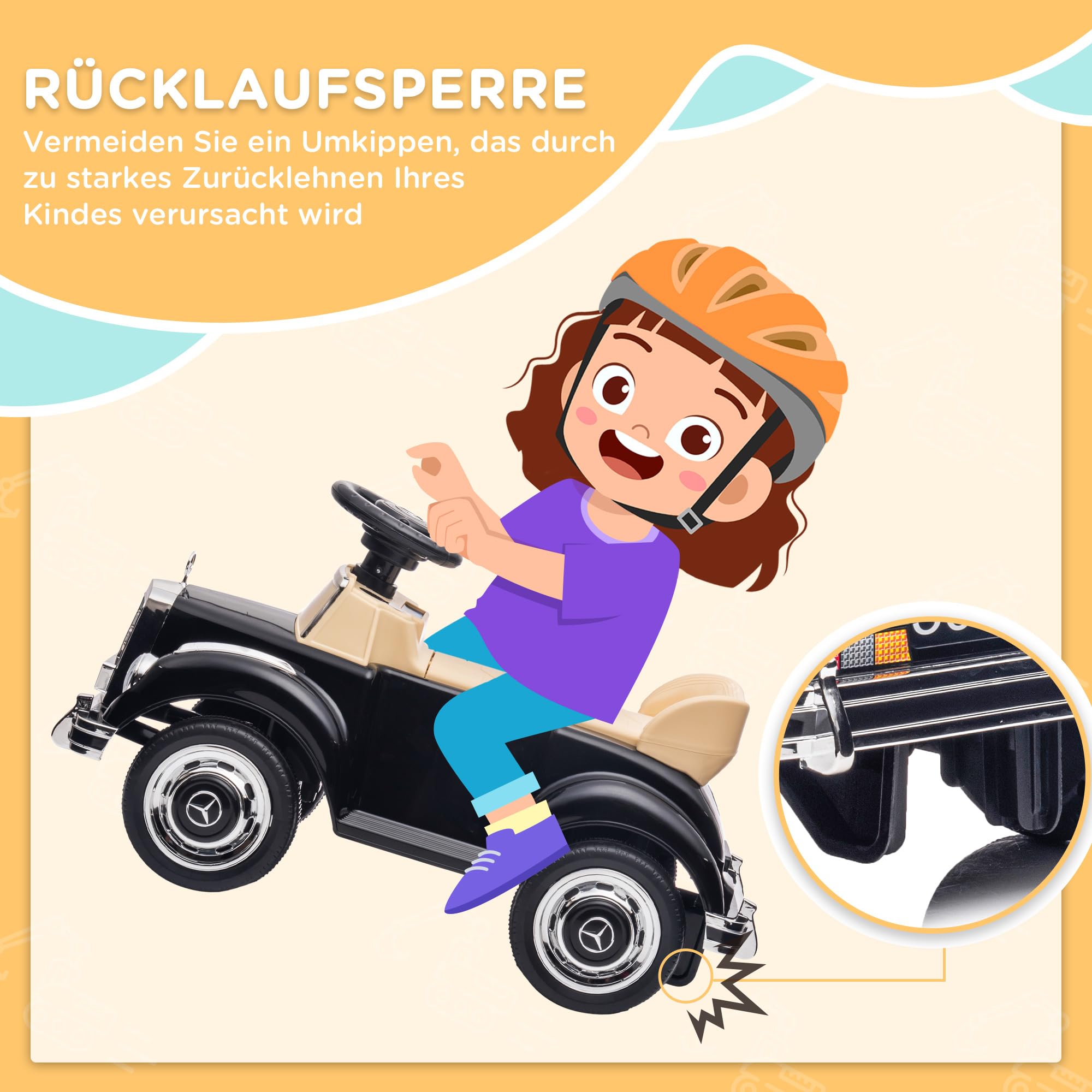 AIYAPLAY Rutschauto, Kinderfahrzeug, Rutscherfahrzeug mit Stauraum, Kinderauto mit Kippschutz Rutscher für 18-48 Monaten Kinder, Schwarz, 77,5 x 41,5 x 45 cm