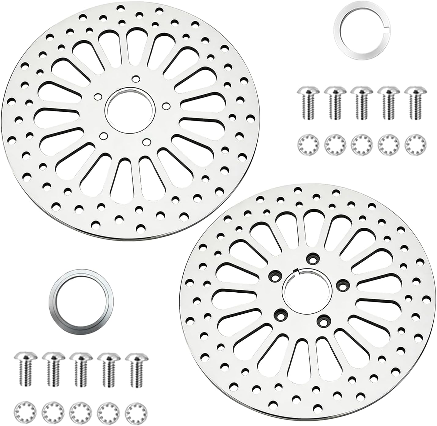 Harley Brake Rotors 11.5-inch Front Rotor and Rear Rotor 2 Piece Compatible with Harley motorcycle Sportster Softail Dyna Fat Boy and other models Stainless steel brake discs Polished surface
