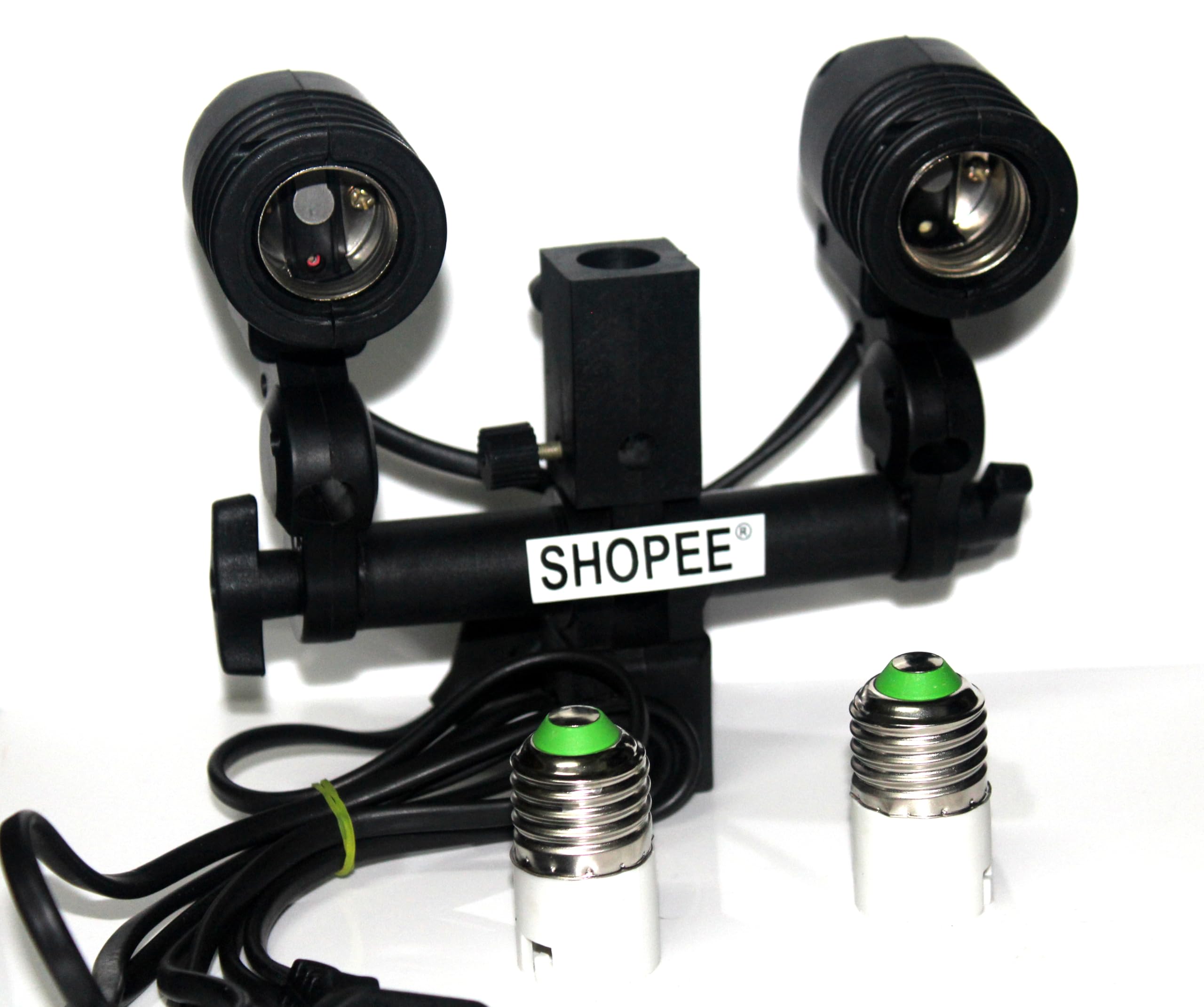 SHOPEE E27 Double Light Socket with Light Stand Swivel Mount & Umbrella Holder for Photography, Film, & Video Studio with 2PCS E27 to B22 Screw Base Socket Plastic Lamp Holder Light Bulb Adapter-image-39