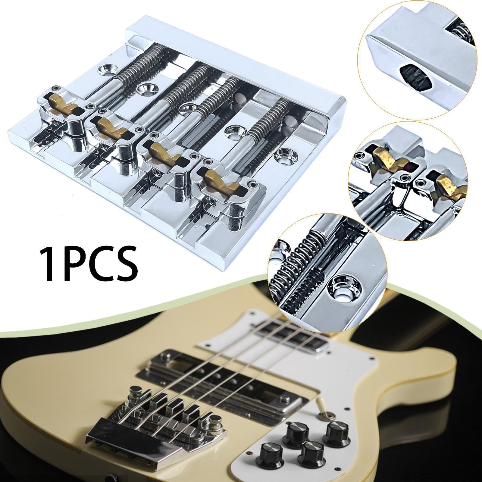 Puente para Bajo de con Tornillos de Montaje Metálicos, Fácil Ajuste, Accesorio para Reparación de Instrumentos Musicales de