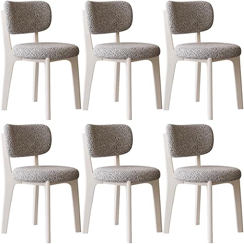 Miniatura 51 de YVYKFZD Solid Wood Dining Chairs, Fabric Dining Room Chair Set of 2/4/6, Upholstered Kitchen Chairs with Curved Backrest, Armless Living Room Chair,