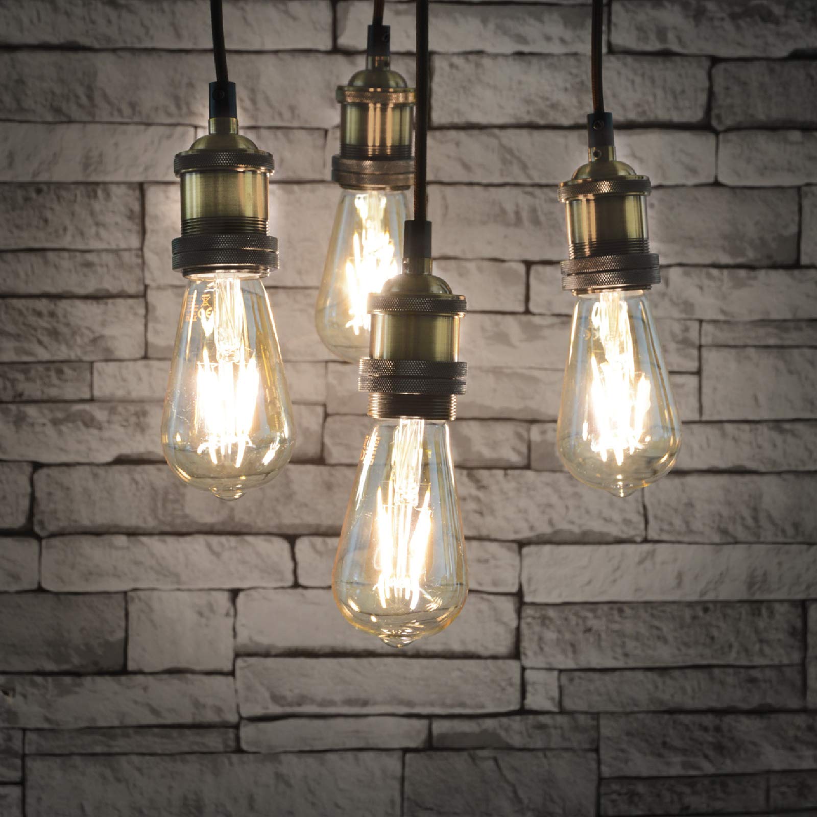 cuádruplo E27 Antique Brass rosa Vintage Lighting Pendant Con 1,8 m Cables [1.8 metros/Quad E27]