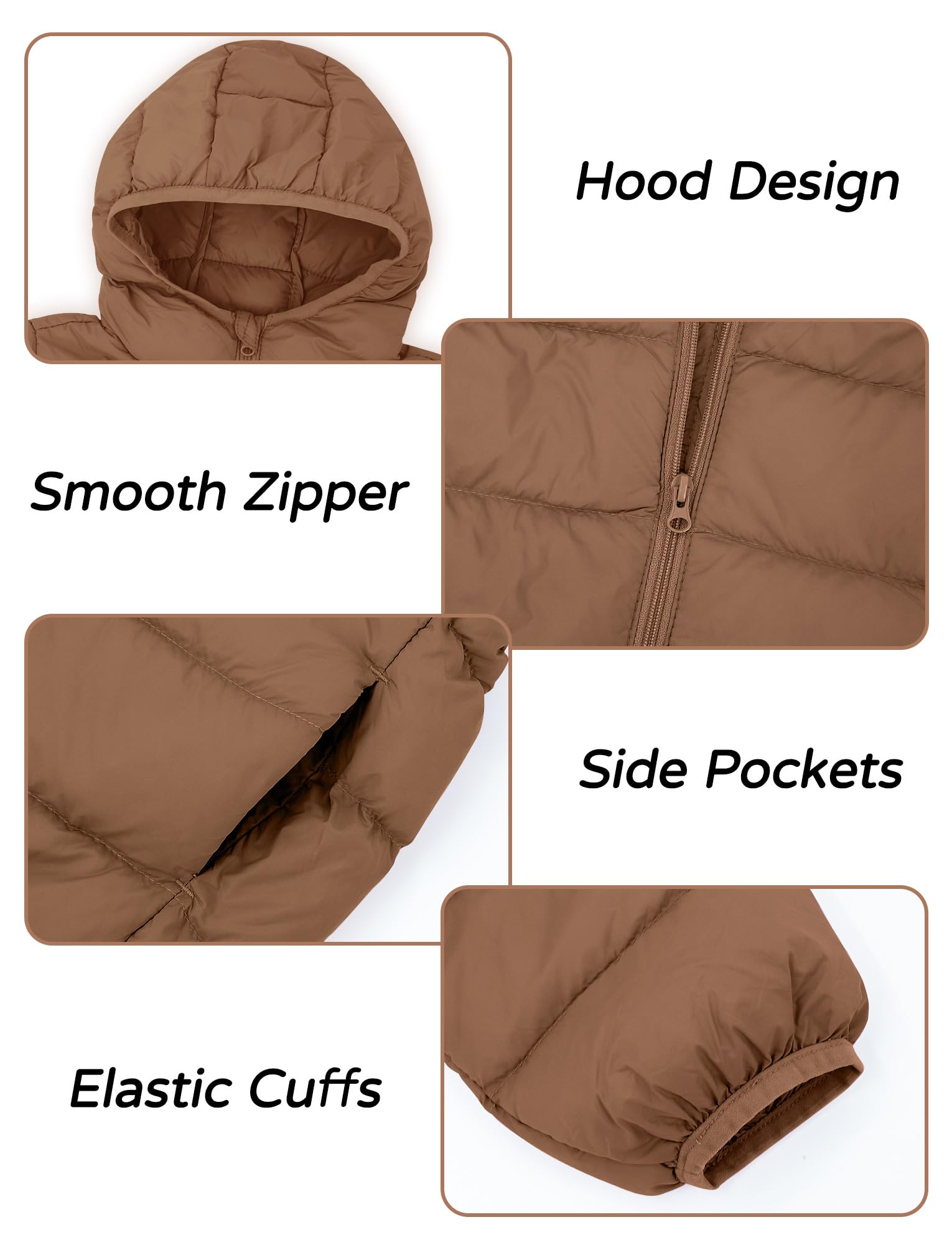 Veste matelassée légère et chaude avec capuche pour enfant garçon et fille - Veste en duvet ultra légère et coupe-vent pour l'automne et l'hiver de 2 à 12 ans