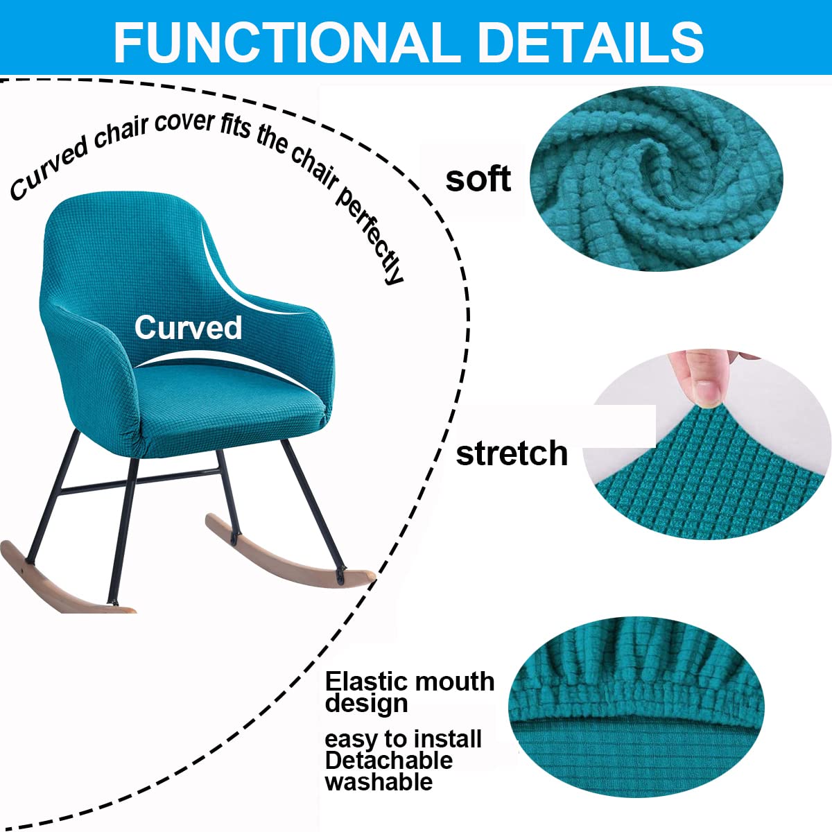 XGANGM Stretch Rocking Chair Slipcovers with Arms High Back Accent Living Room Lounge Chair Covers, forHome Furniture Bedroom Relaxation Dinning Room Chair Protector,Red,2PCS