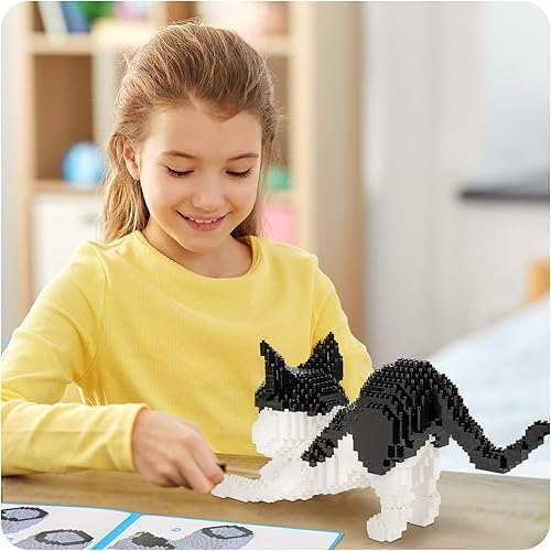 Miniatura 5 de QLT - Mini bloques de construcción para gatos, lindos animales para bolsas de golosinas, 1390 piezas de micro mini juguete de construcción de