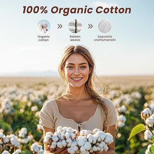 Miniatura 2 de Juego de sábanas 100% de algodón egipcio de 1200 hilos, tamaño King, 4 piezas, sábana bajera ajustable de hasta 16 pulgadas de profundidad,