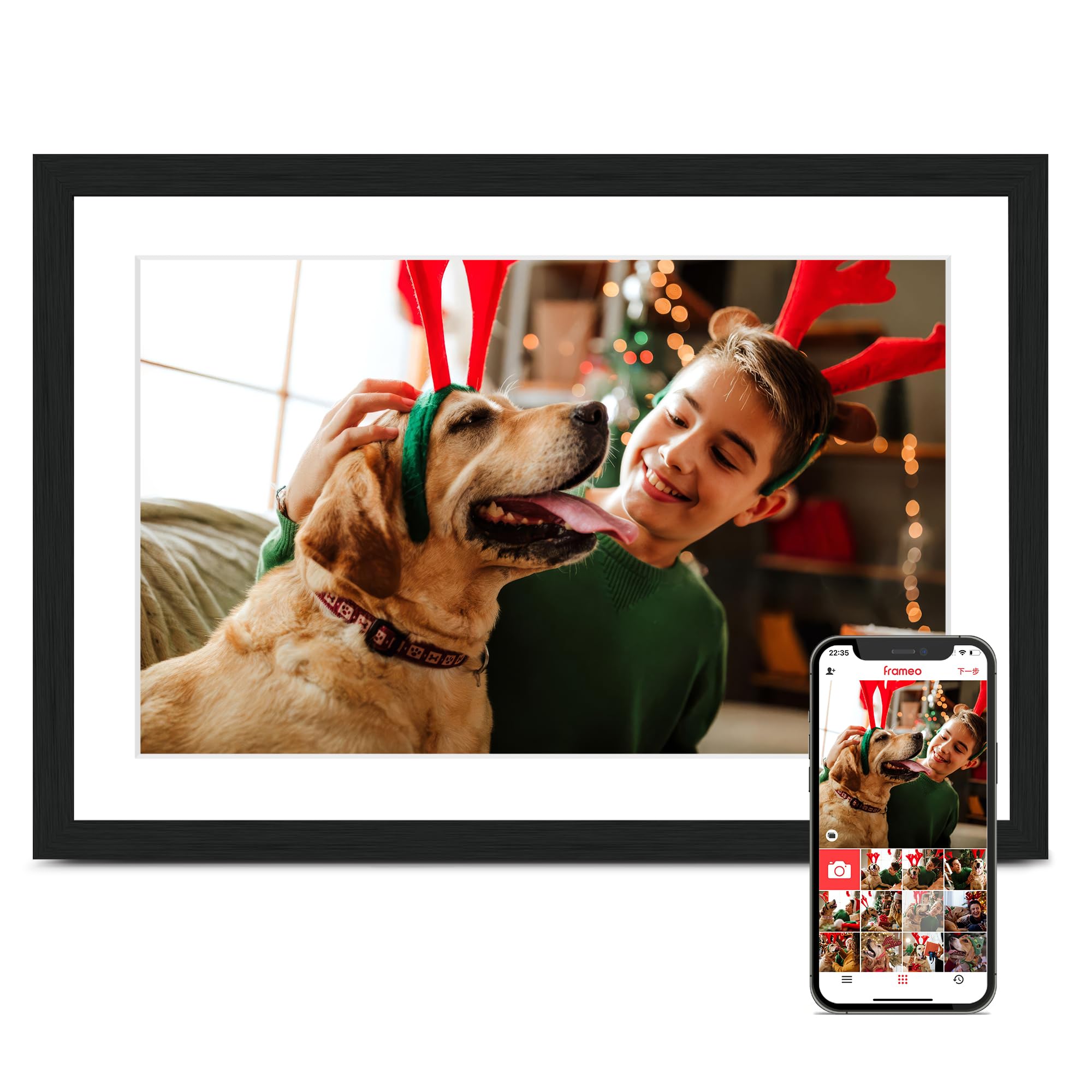 Pastigio 10.1 Inch Digital Picture Frame, Frameo Digital Photo Frame WiFi, Electric Slideshow 1280 * 800IPS Touch Screen, Auto-Rotate, Share Videos