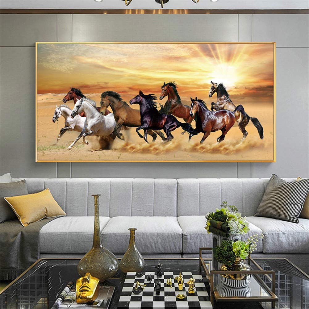 Grand kit broderie diamant chevaux toile 5d haut de gamme
